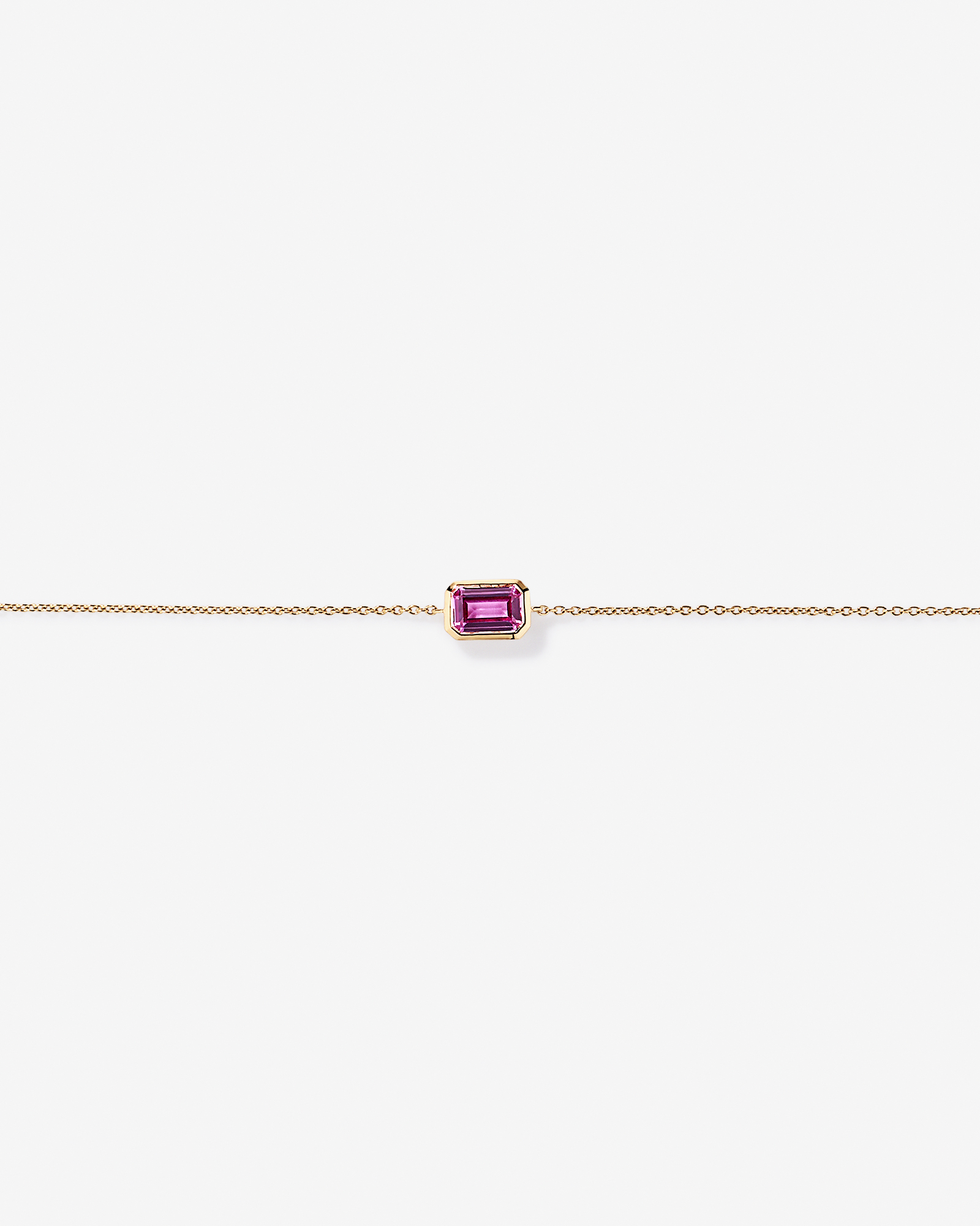 Bracelet à lunettes en saphir rose taillé émeraude en or jaune 10 carats