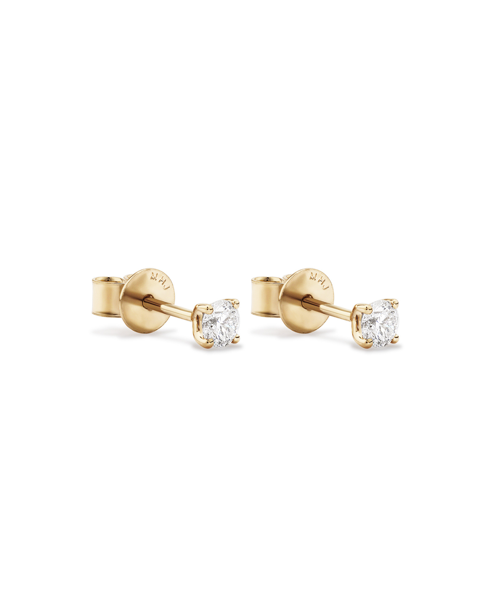Certified 0.25 Carat TW Round Brilliant Diamond Solitaire Stud Earrings in 18kt Yellow Gold