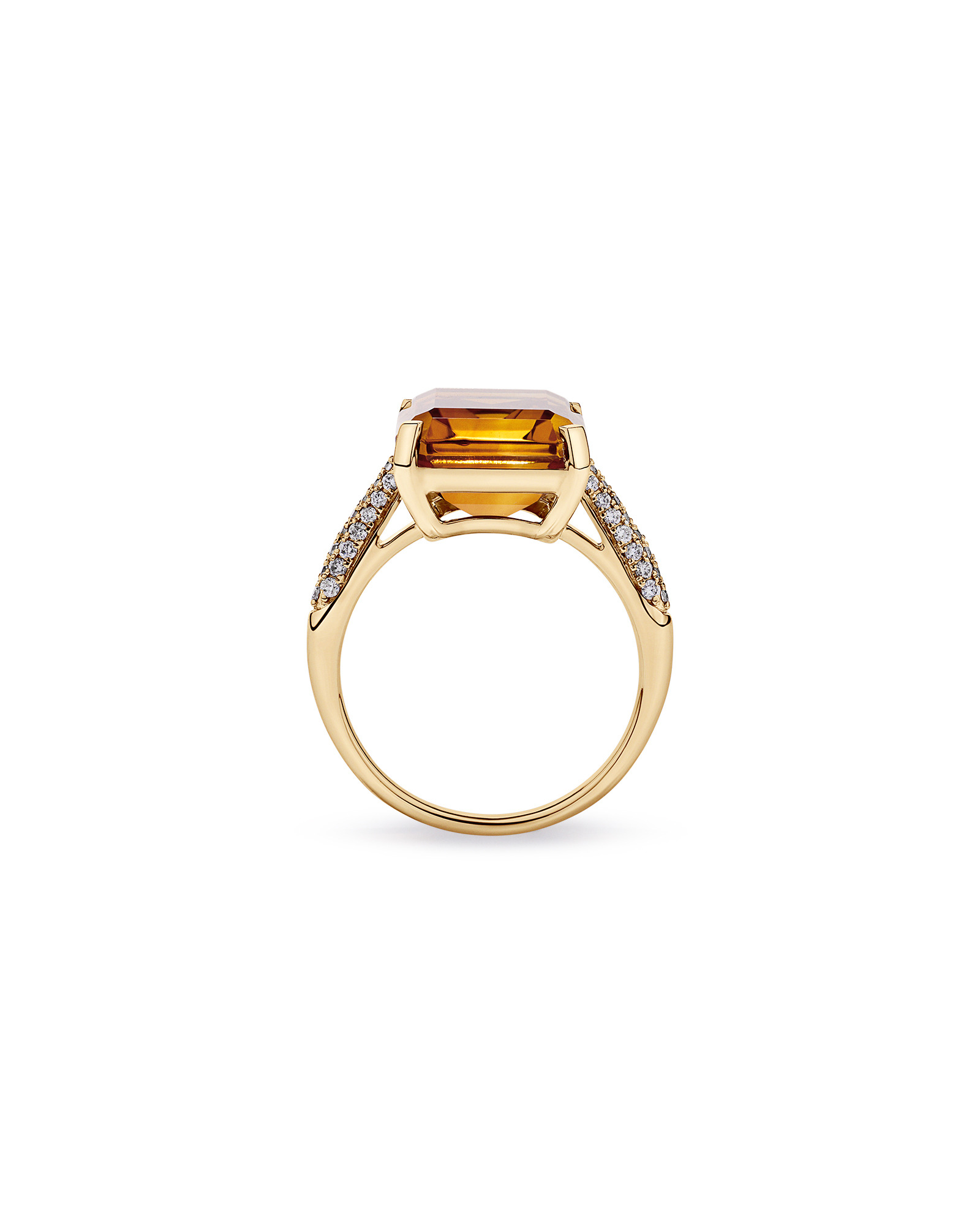 Emerald Cut Citrine & 0.23 Carat TW Diamond Ring 10kt Yellow Gold