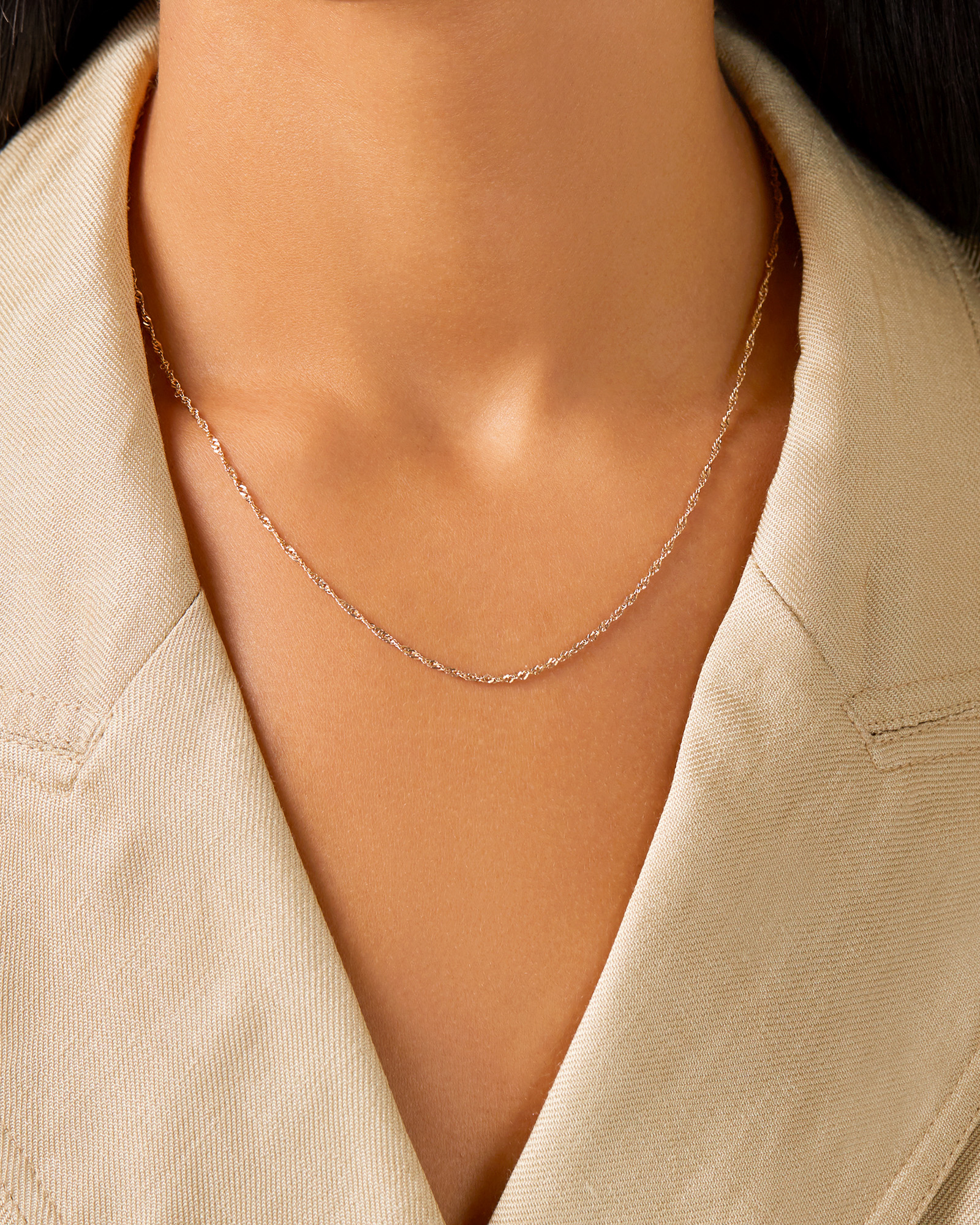 45cm (18") 1.65mm Width Singapore Chain in 10kt Yellow Gold