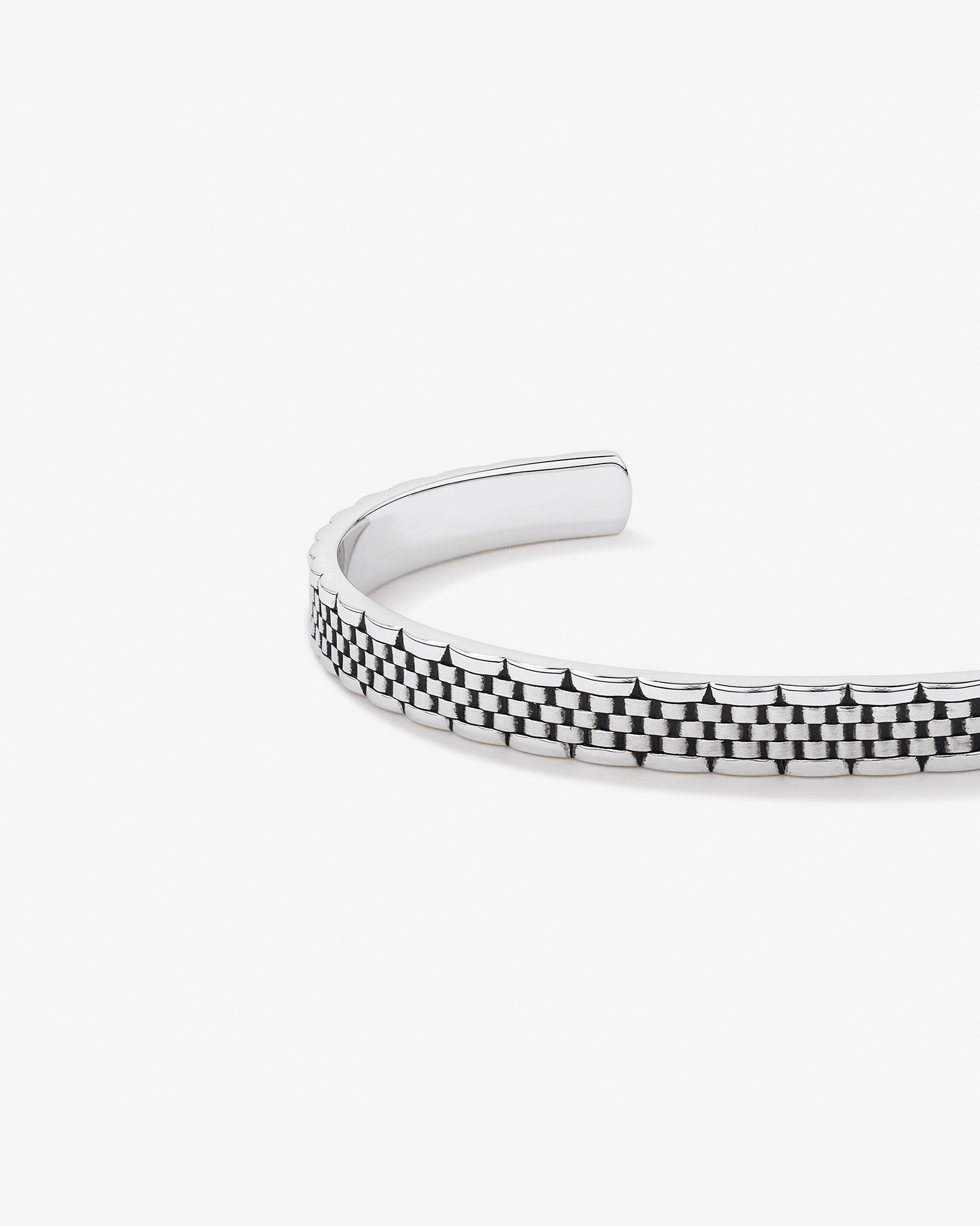 Bracelet rigide texturé à motif de maillons pour hommes en argent sterling