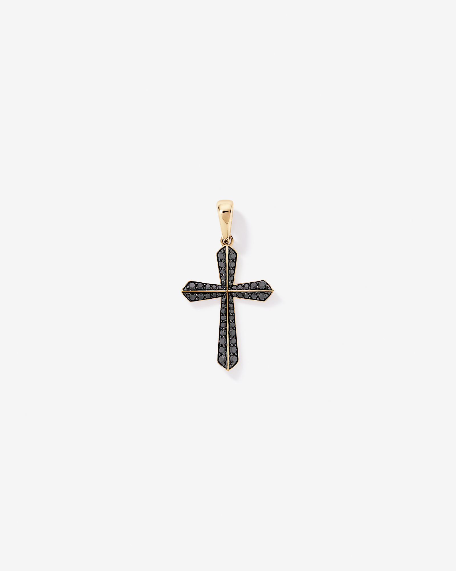 0.88 Carat TW Black Diamond Cross Pendant in 10kt Yellow Gold