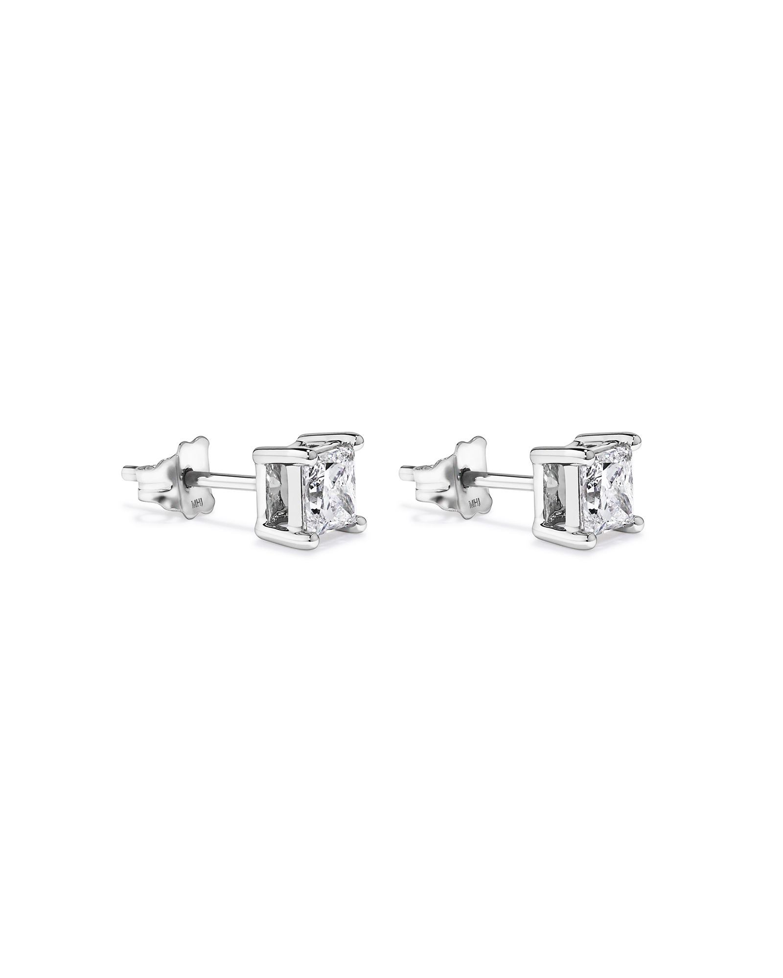1.00TW Lab Diamond Princess Solitaire Studs 10kt White Gold