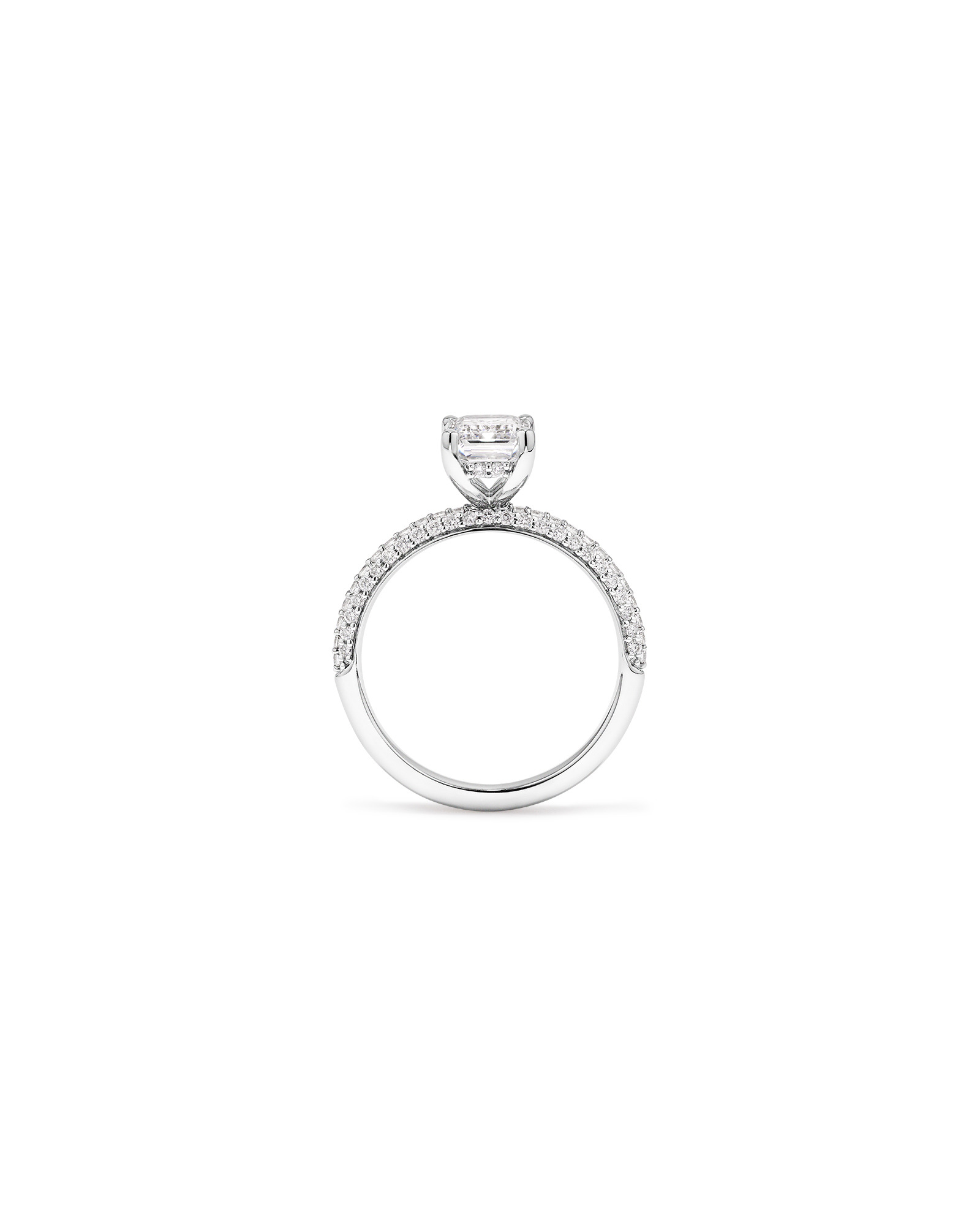 Bague de fiançailles en diamant émeraude taillée laboratoire 1,94 carat TW or blanc 14 carats