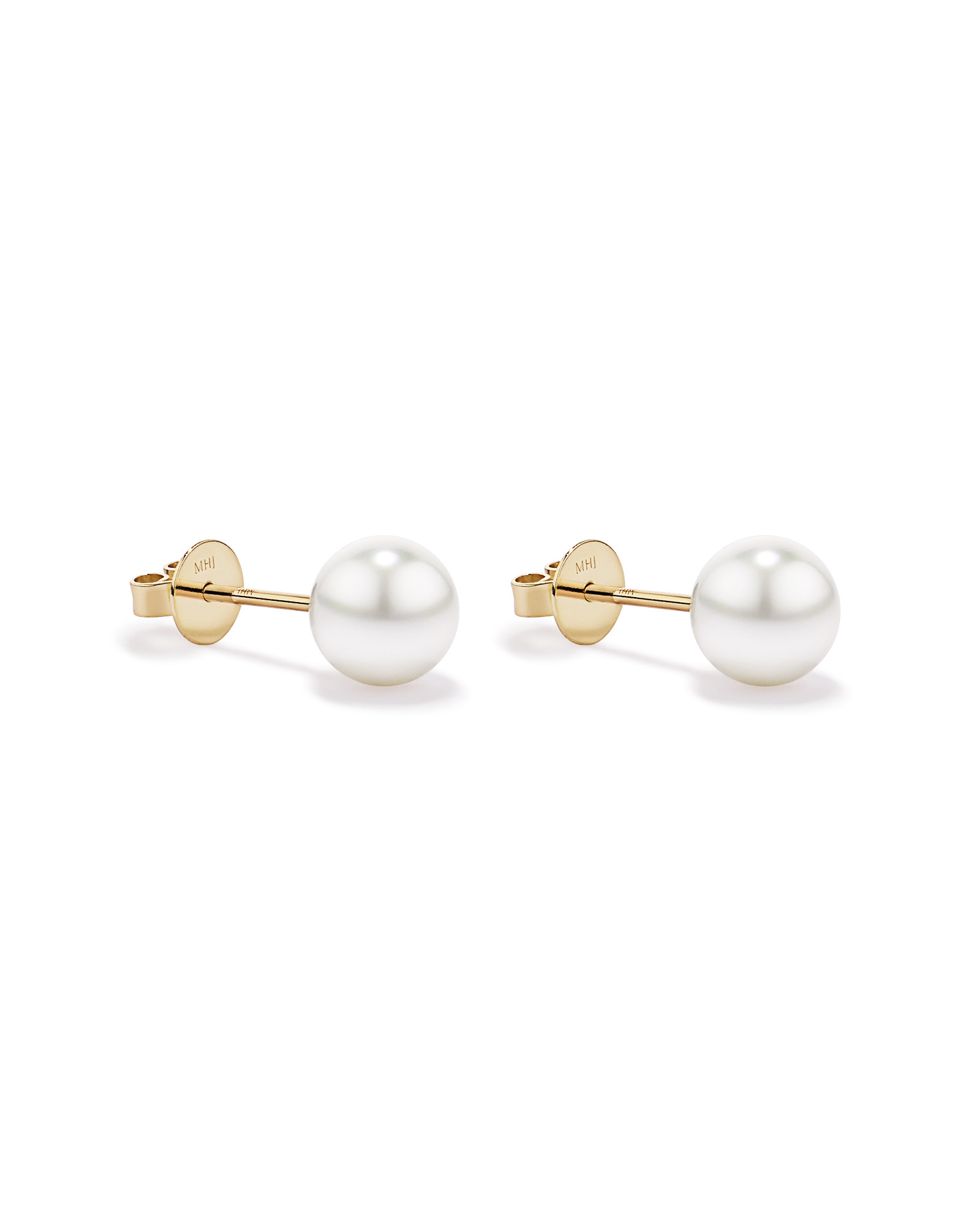 7–7.5mm Akoya Cultured South Sea Pearl Stud Earrings in 10kt Yellow Gold