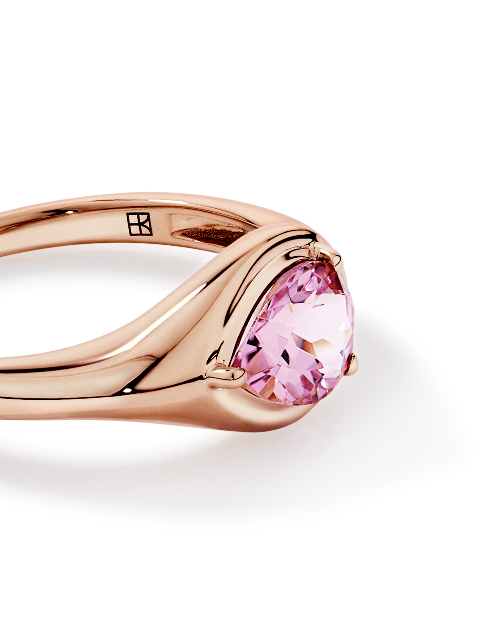 Pear Cut Blush Pink Tourmaline East-to-West Set Ring 10kt Rose Gold