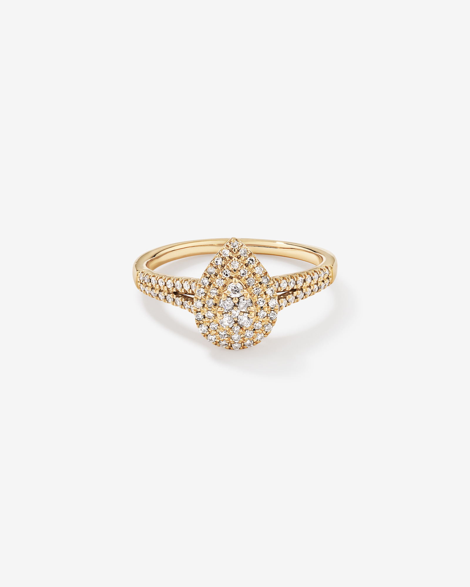 0.30 Carat TW Pear Shaped Cluster Halo Diamond Ring in 10kt Yellow Gold