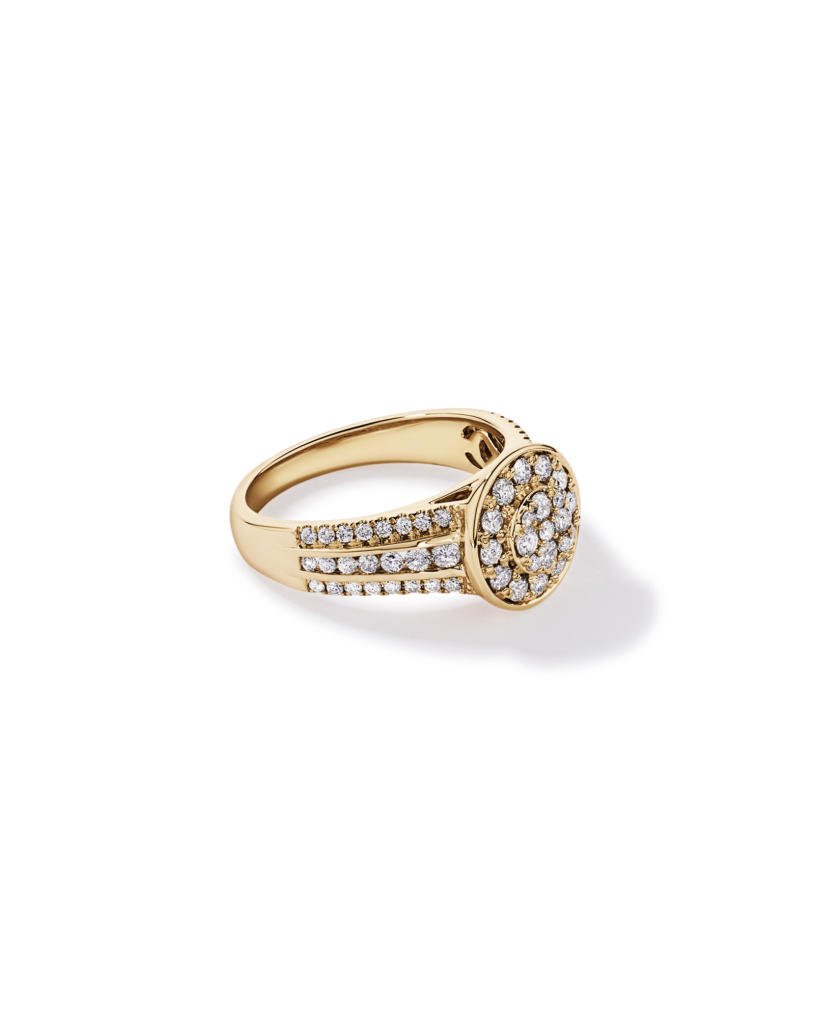0.85 Carat TW Round Diamond Cluster Ring 10kt Yellow Gold