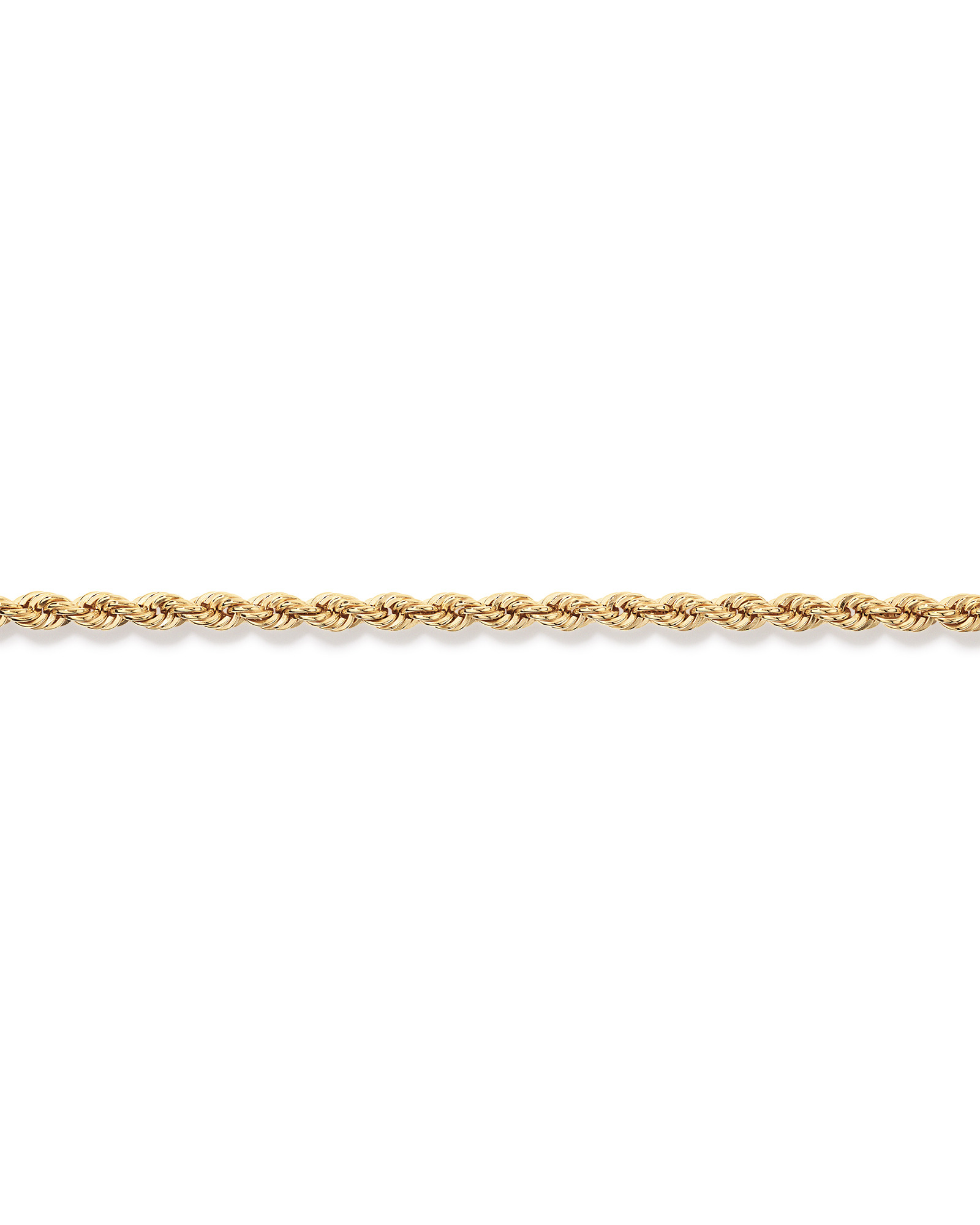19cm (7.5") 4.4mm Width Semi-Solid Rope Bracelet in 10kt Yellow  Gold