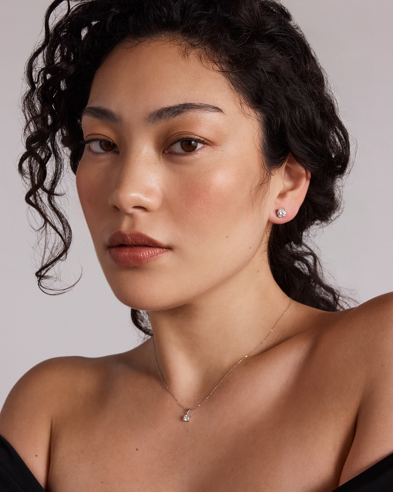 0.60 Carat TW Round Brilliant Laboratory-Grown Diamond Solitaire Stud Earrings in 10kt White Gold