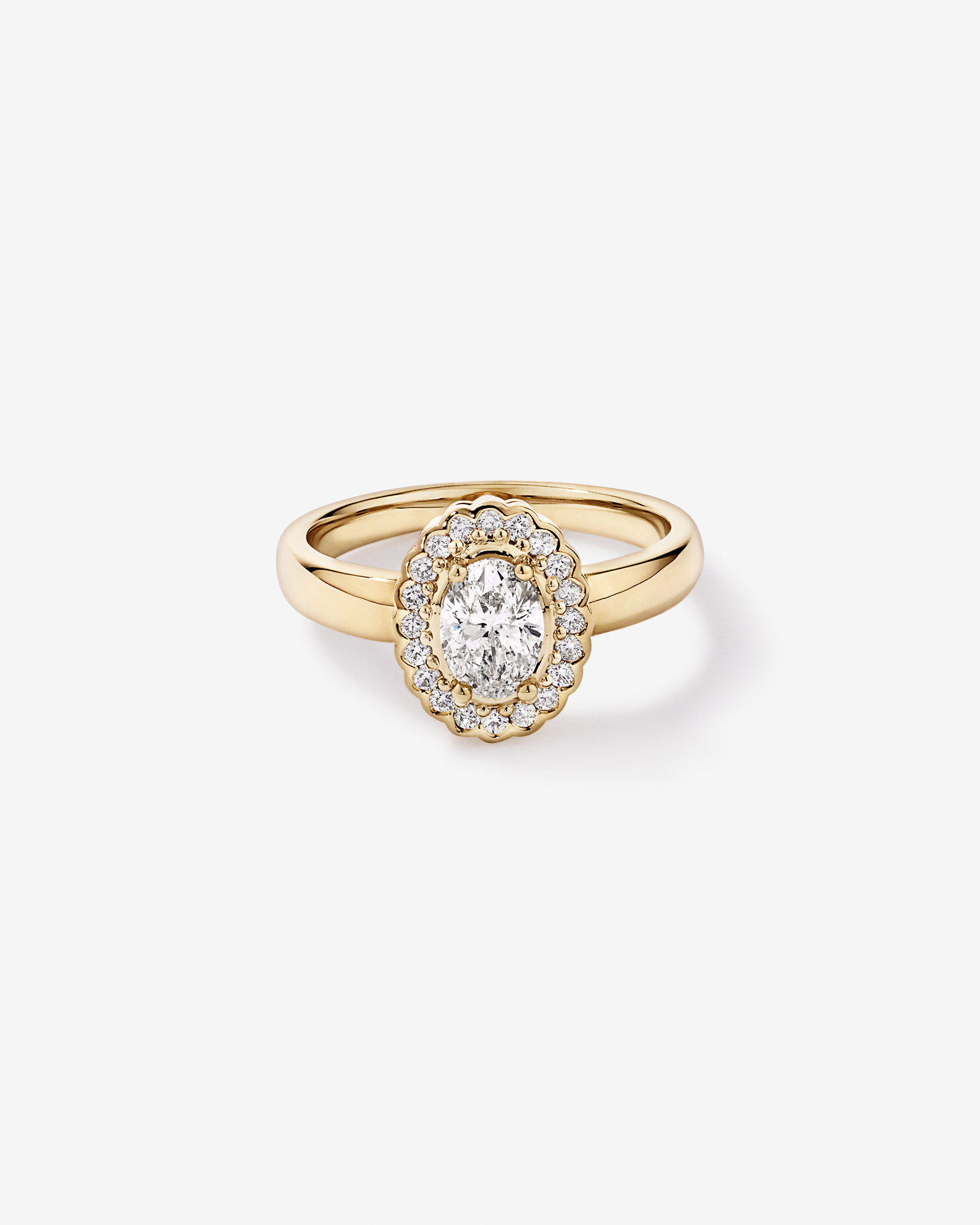 Carat TW Oval Diamond Floral Halo Ring 14kt Yellow Gold