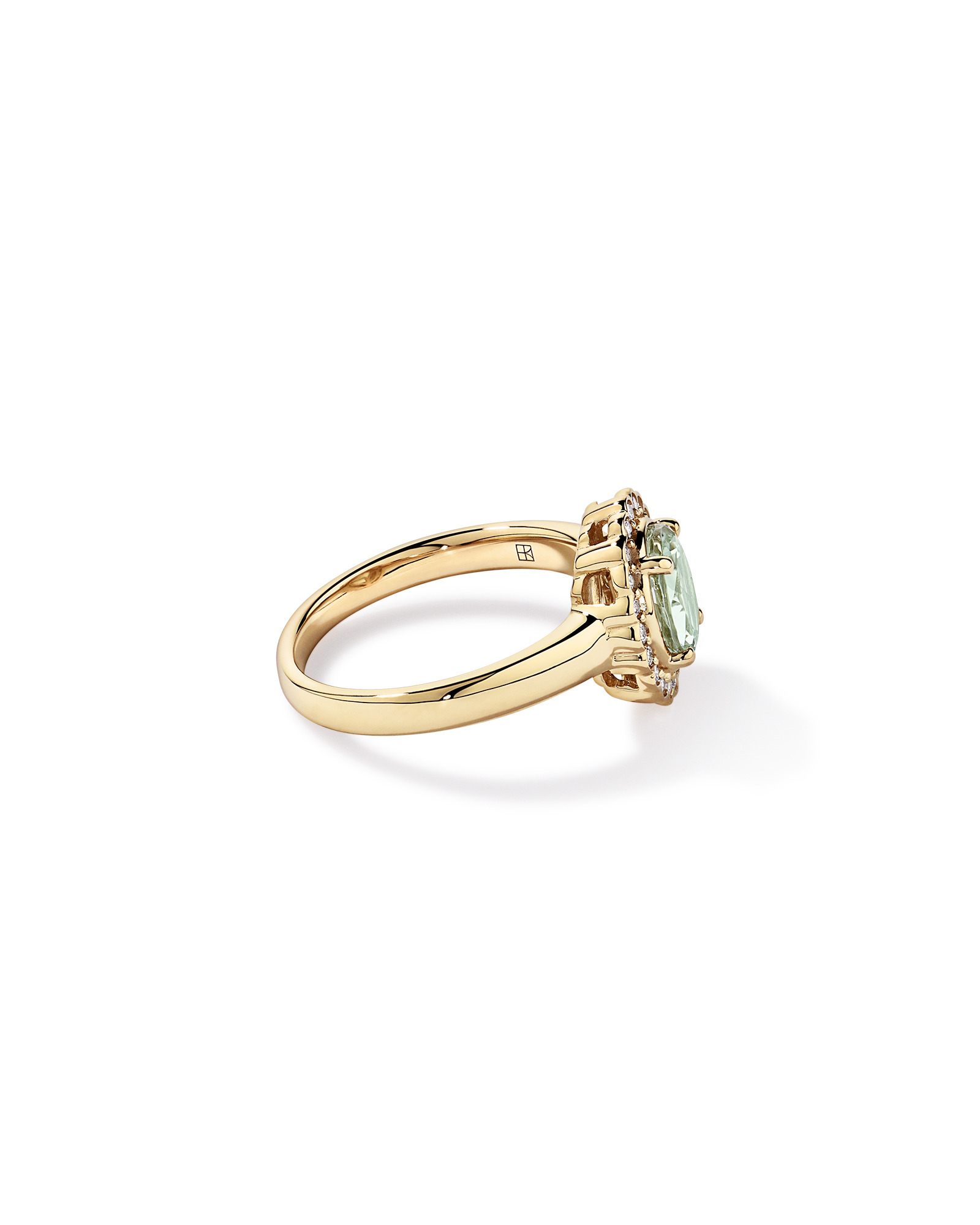 Améthyste verte & 0,20TW de bague Halo en diamant or jaune 10 carats