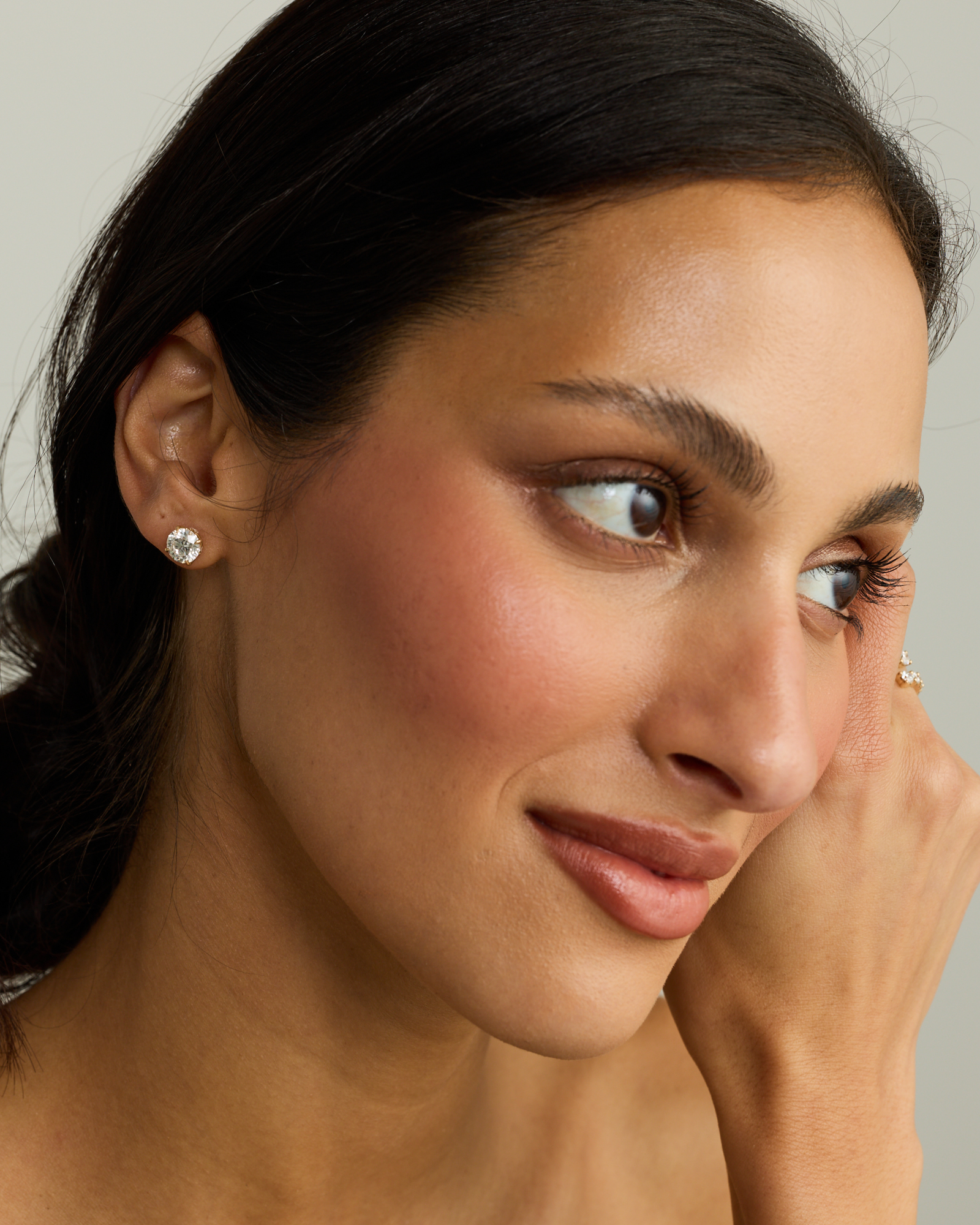 3.36 Carat TW Laboratory-Grown Round Diamond Earrings with Marquise Laboratory-Grown Diamond Feature in 10kt Yellow Gold