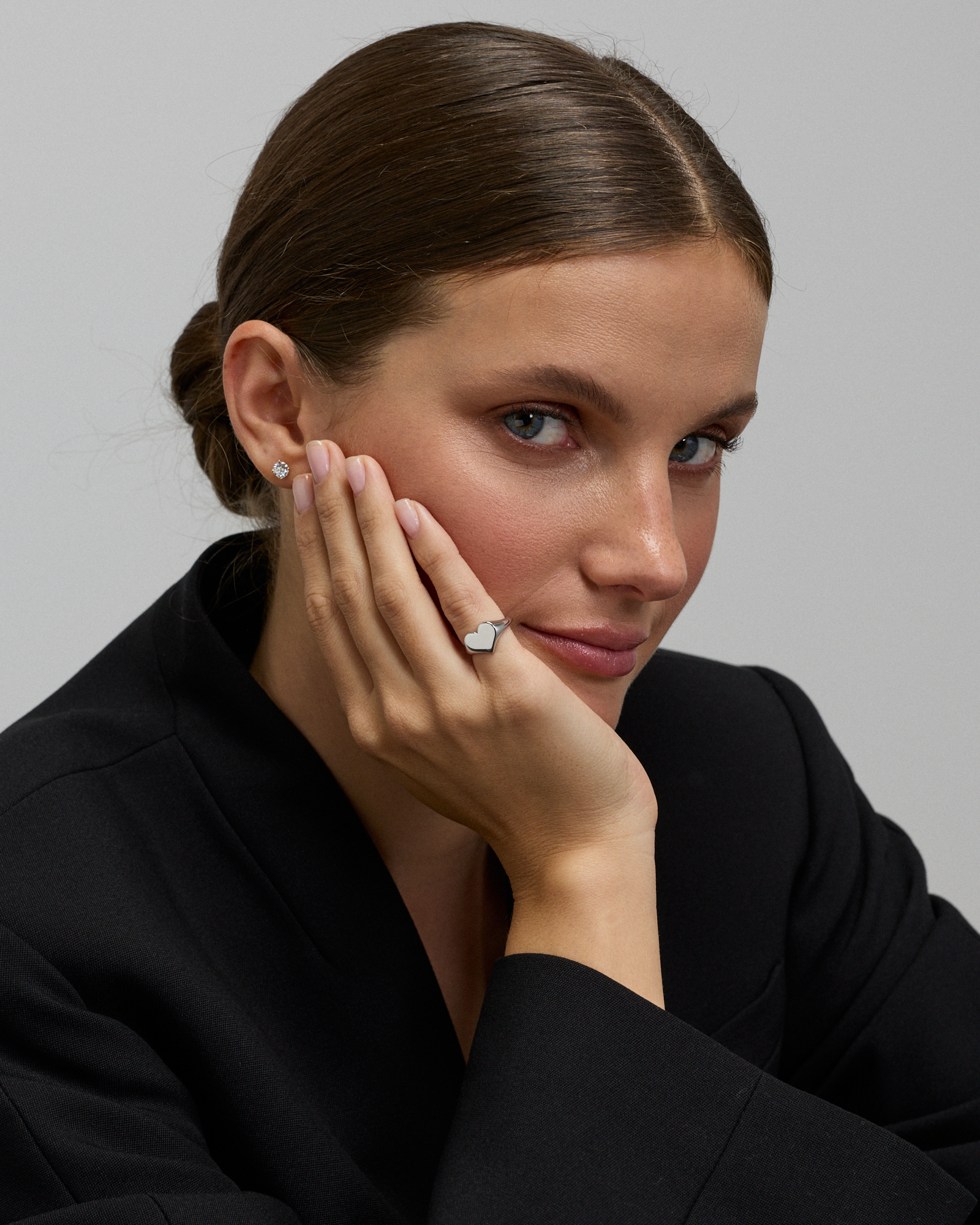 Heart Signet Ring in Sterling Silver