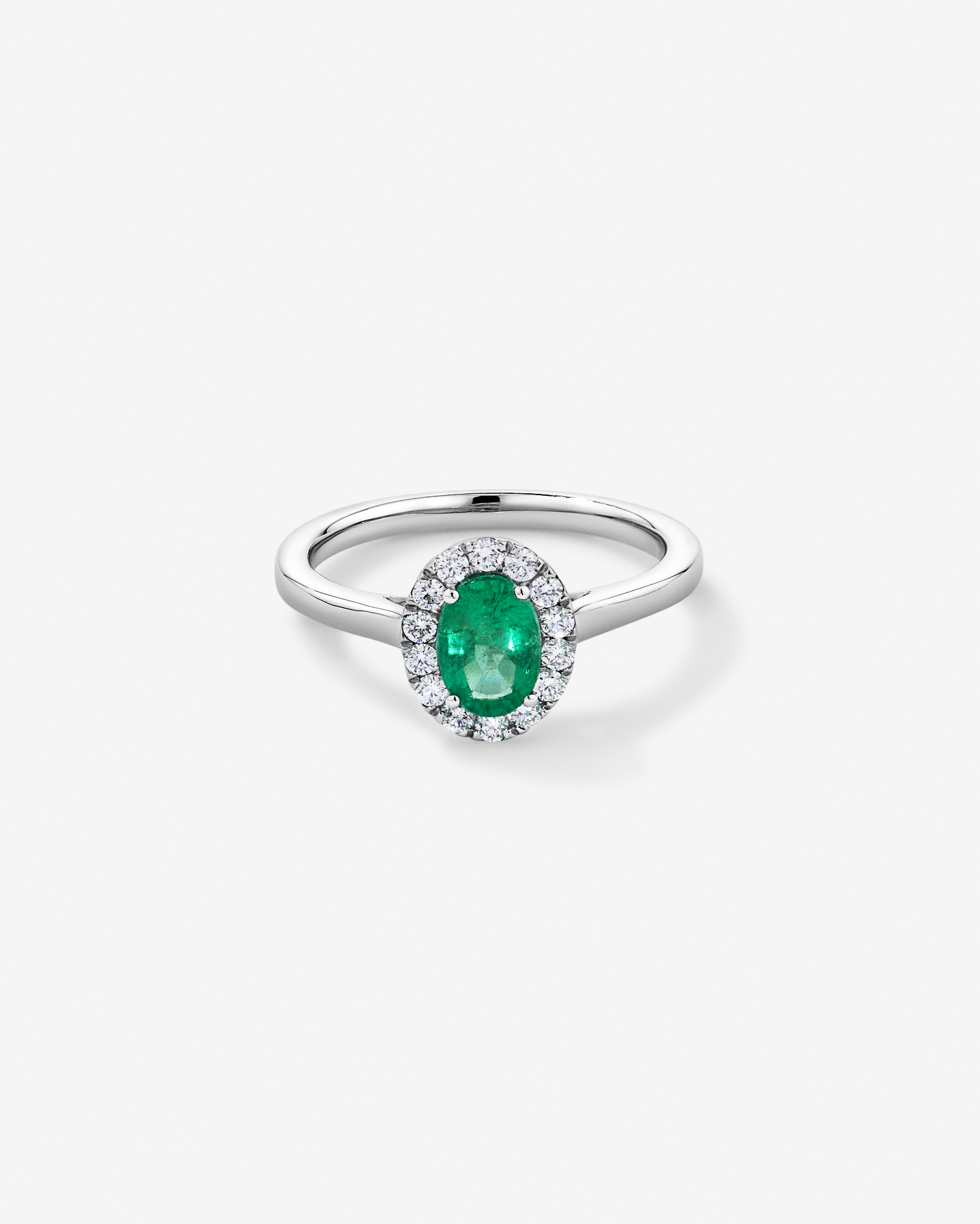 0.25 Carat TW Oval Emerald and Diamond Ring in Recycled Platinum
