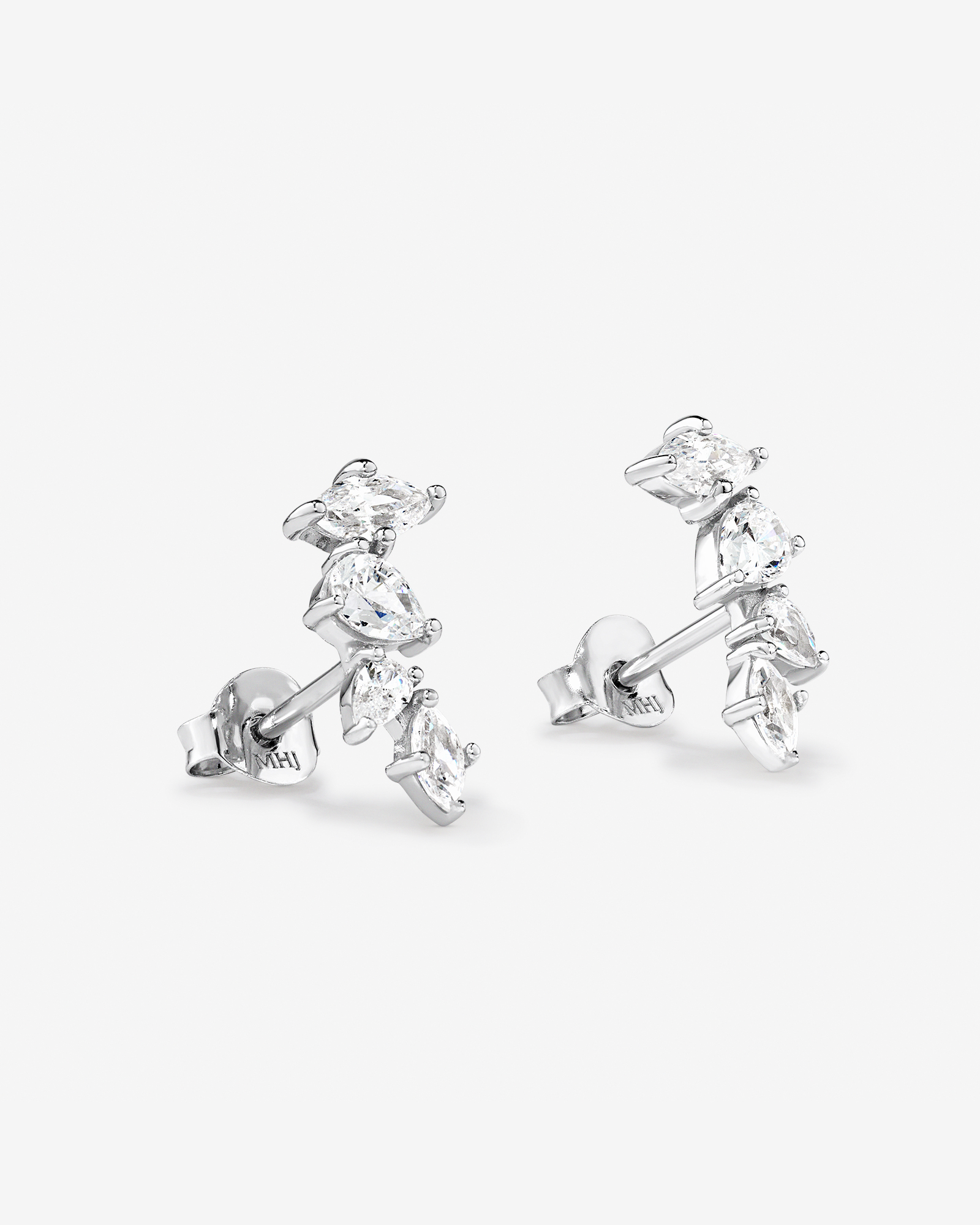 Boucles d'Oreilles Clous Liane en Zircon Cubique en Argent Sterling