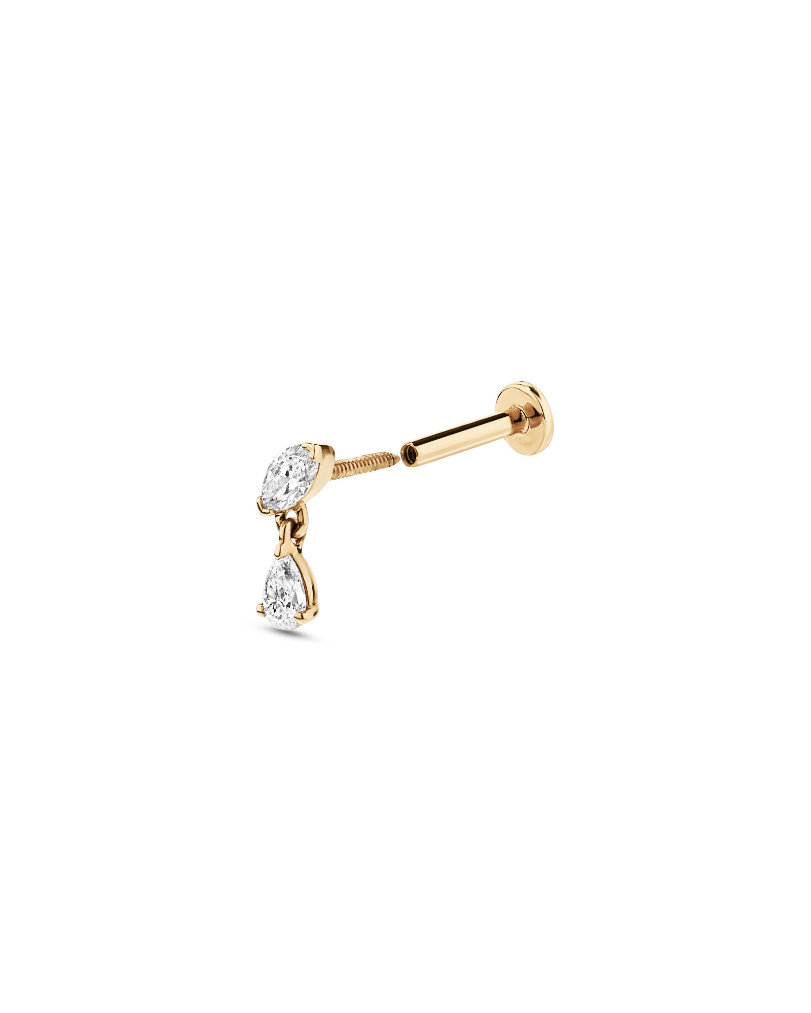 0.09 Carat TW Laboratory-Grown Diamond Marquise Cut Stud with Pear Cut Drop in 10kt Yellow Gold