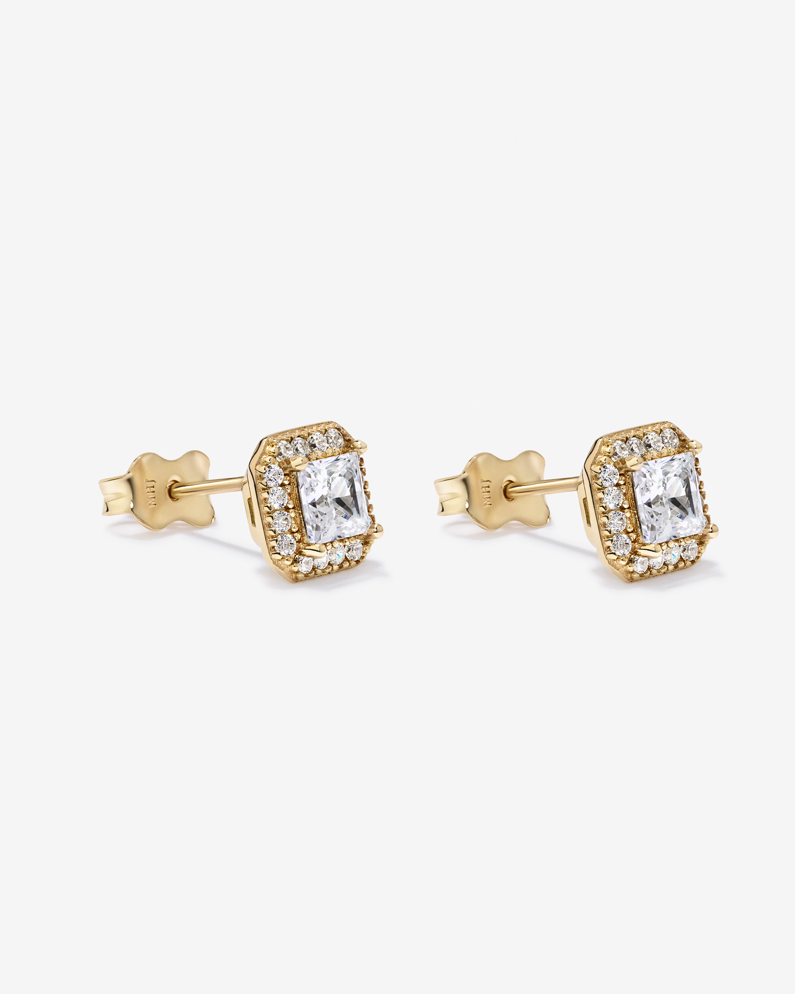 Halo Stud Earring in 18kt Vermeil with Cubic Zirconia