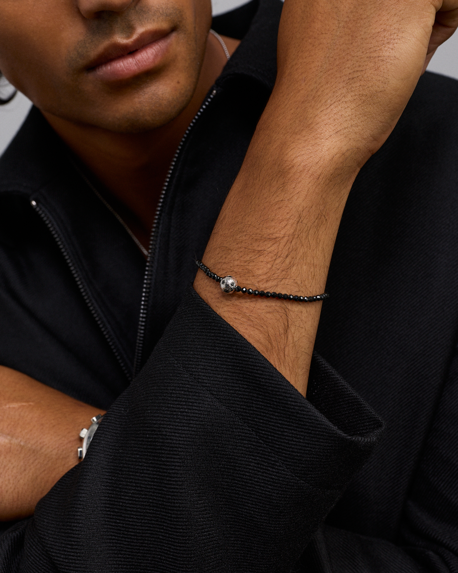 21cm Soccer Ball Bead Bracelet in Sterling Silver