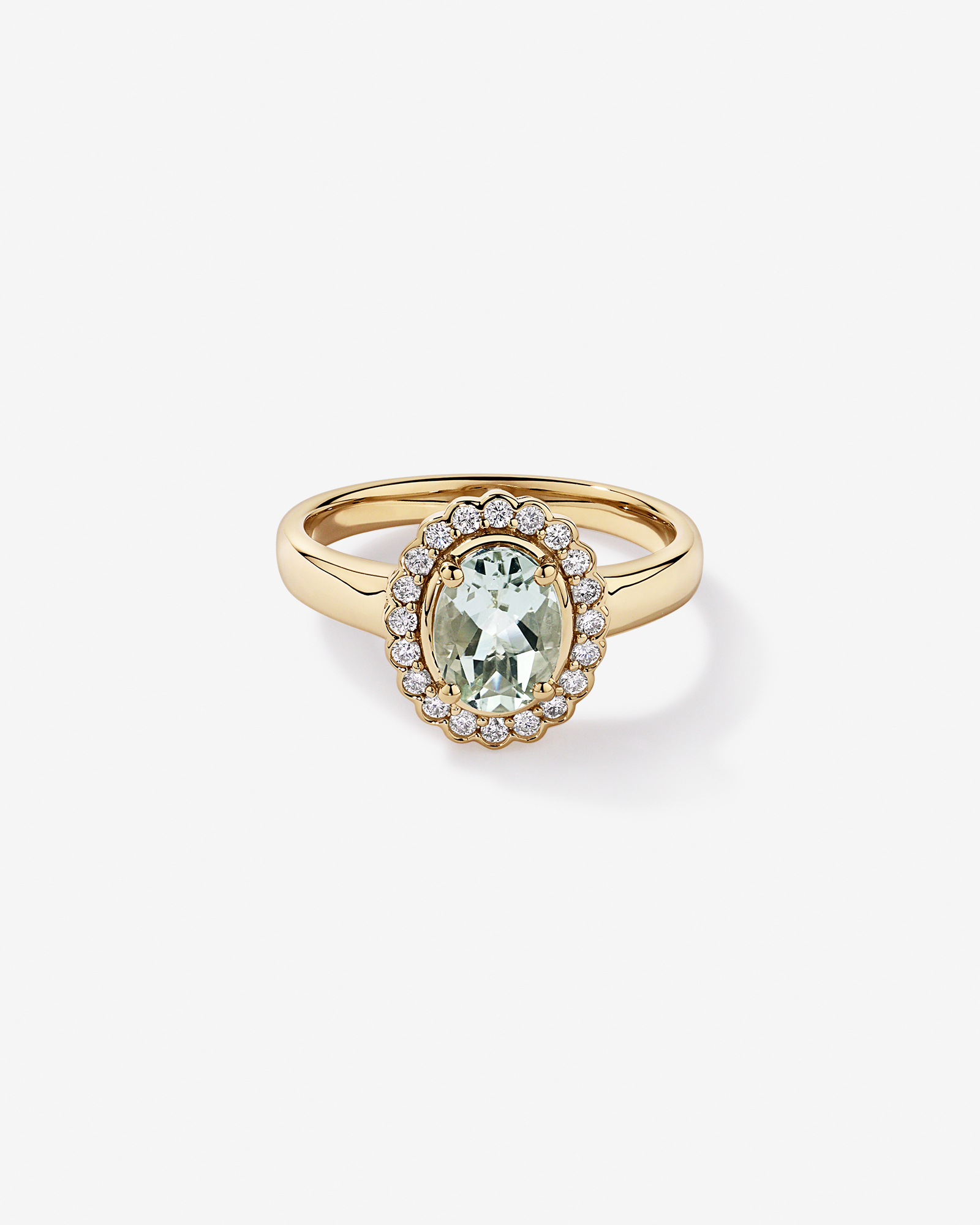 Améthyste verte & 0,20TW de bague Halo en diamant or jaune 10 carats