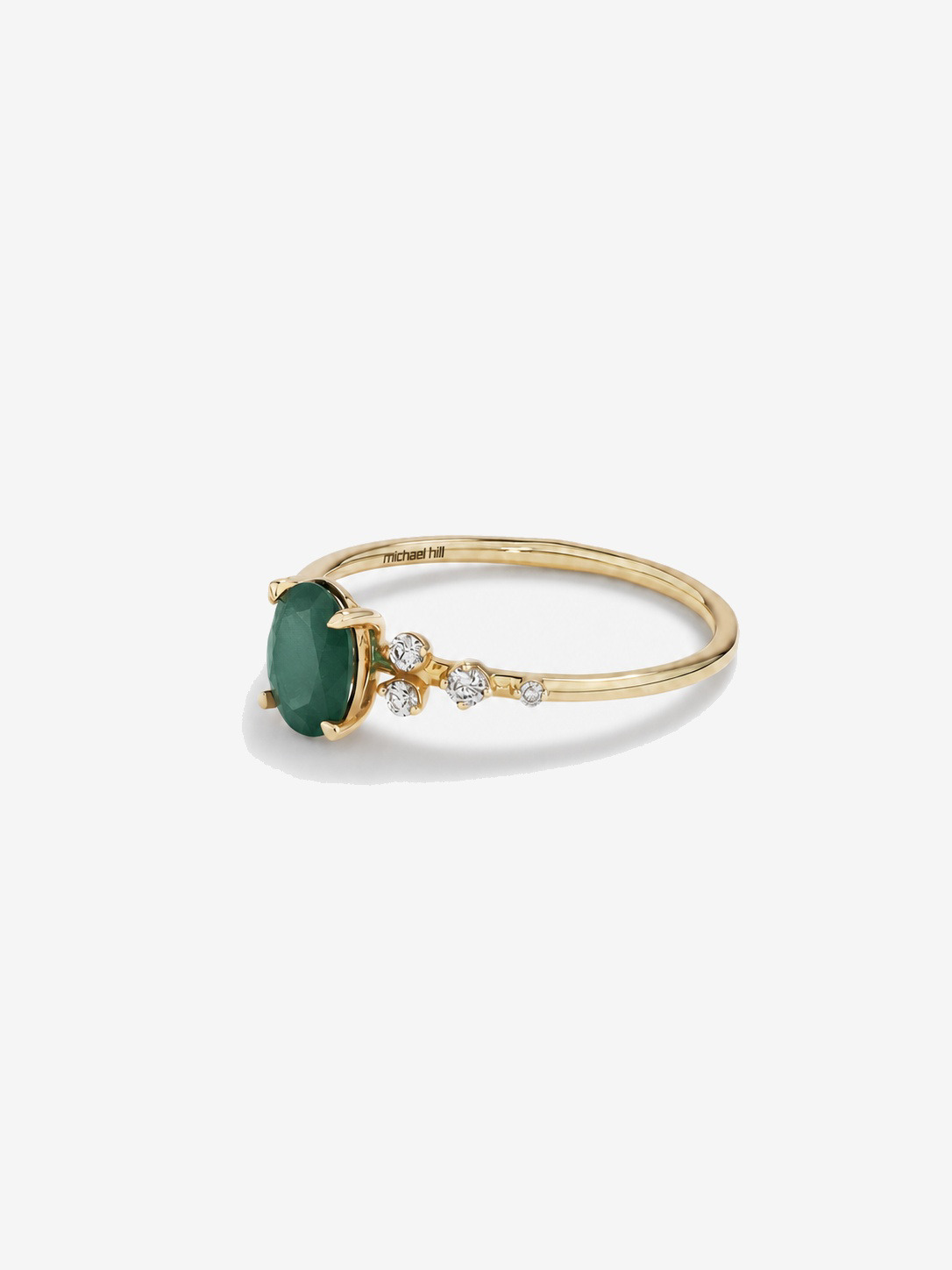 Bague Émeraude avec diamants 0,12 ct PT en or jaune 10