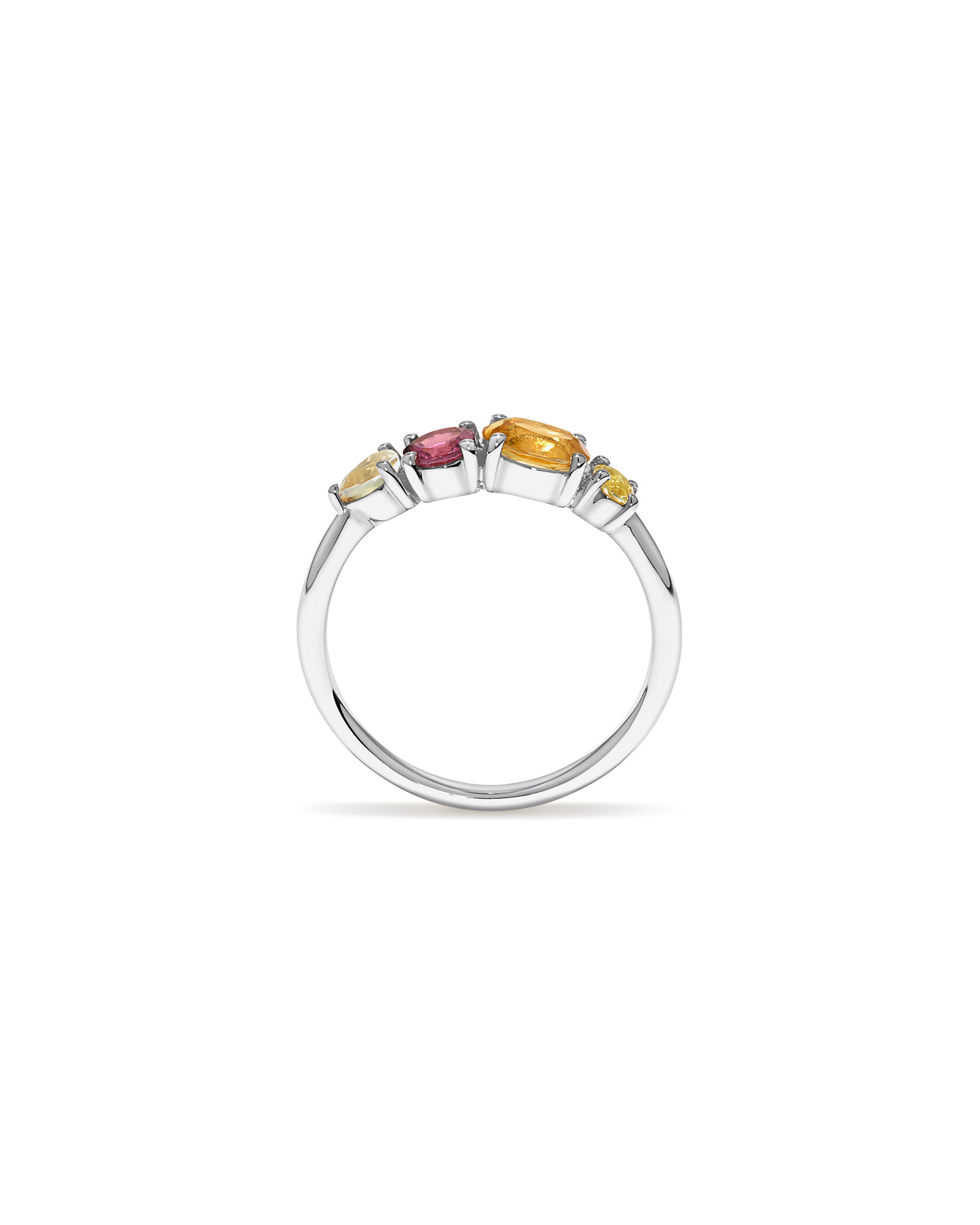Anneau multi-gemmes en améthyste vert, tourmaline rose