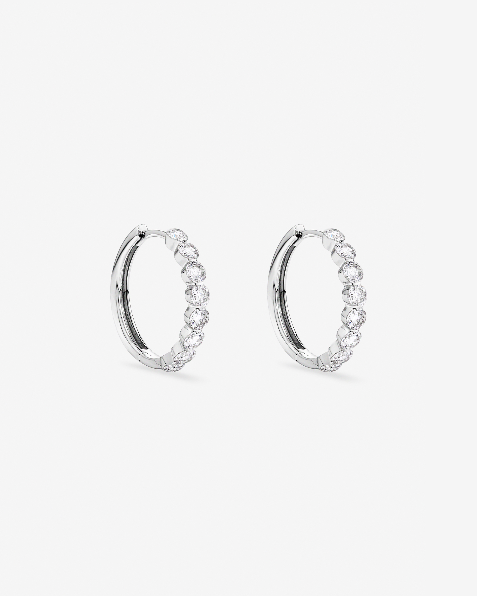 1.60 Carat TW Laboratory-Grown Diamond Hoop Earrings Set in 10kt White Gold