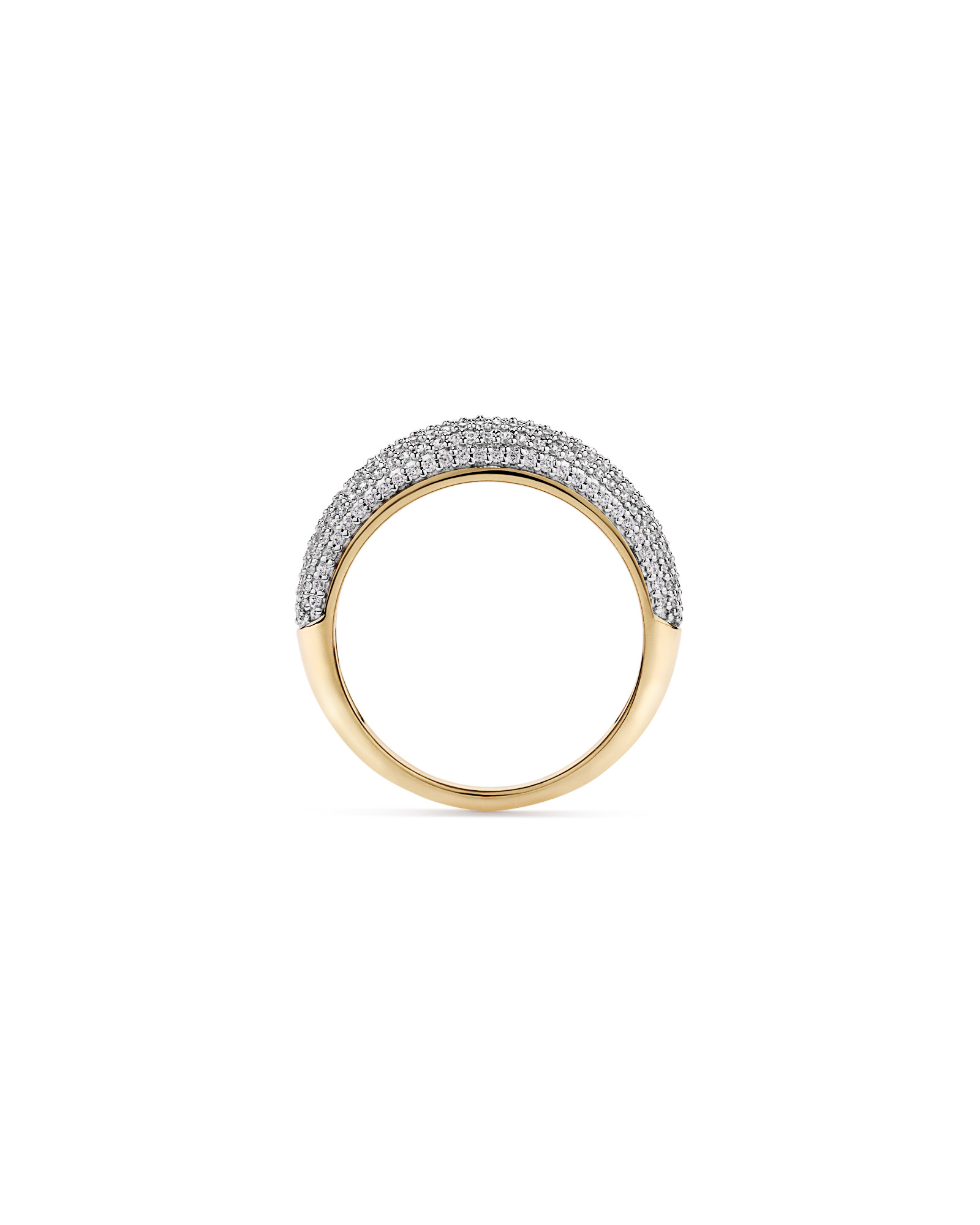 Wide Pavé Dome Ring with Cubic Zirconia in 18kt Vermeil