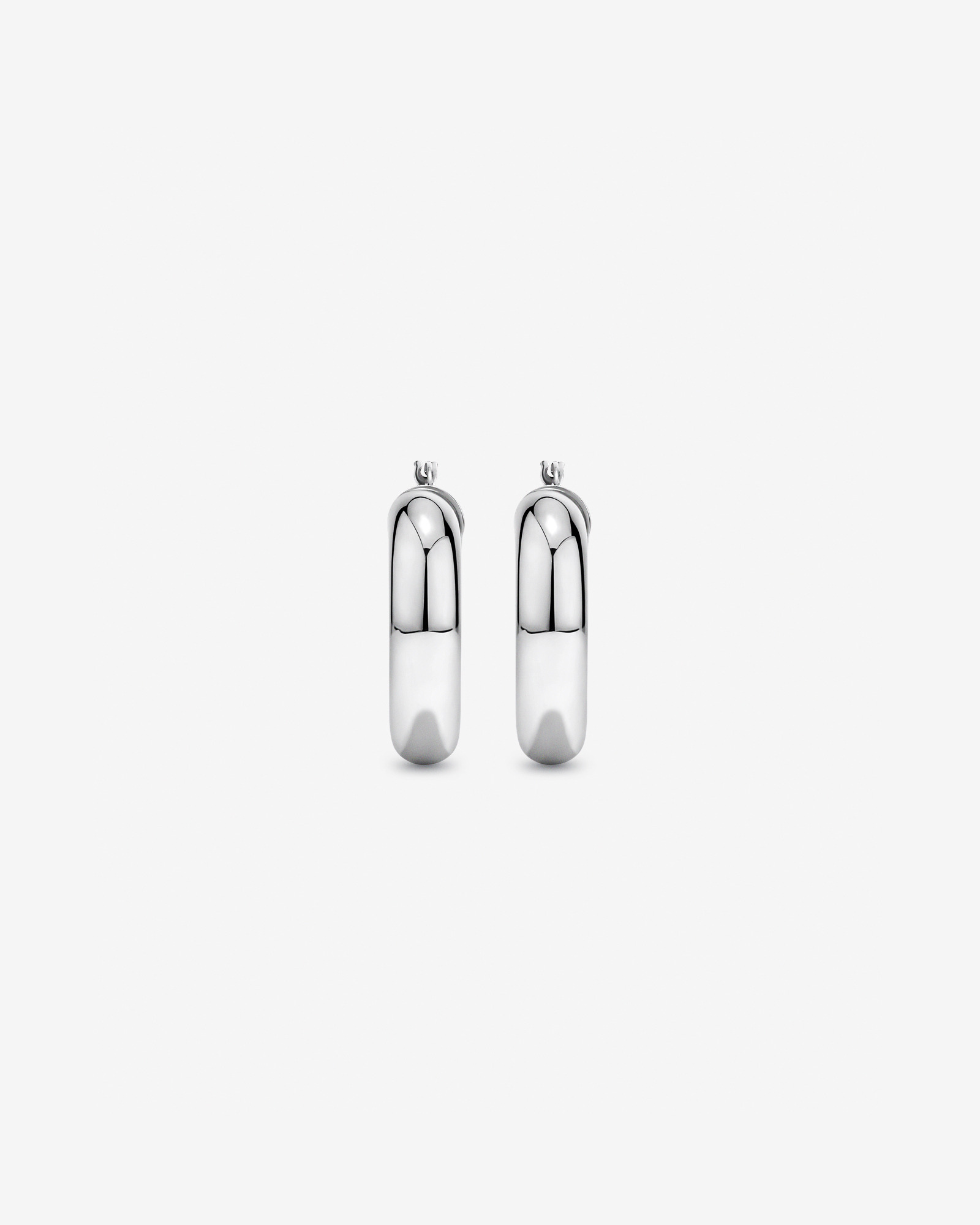 15mm Round Tube Hoop Earrings in Sterling Silver