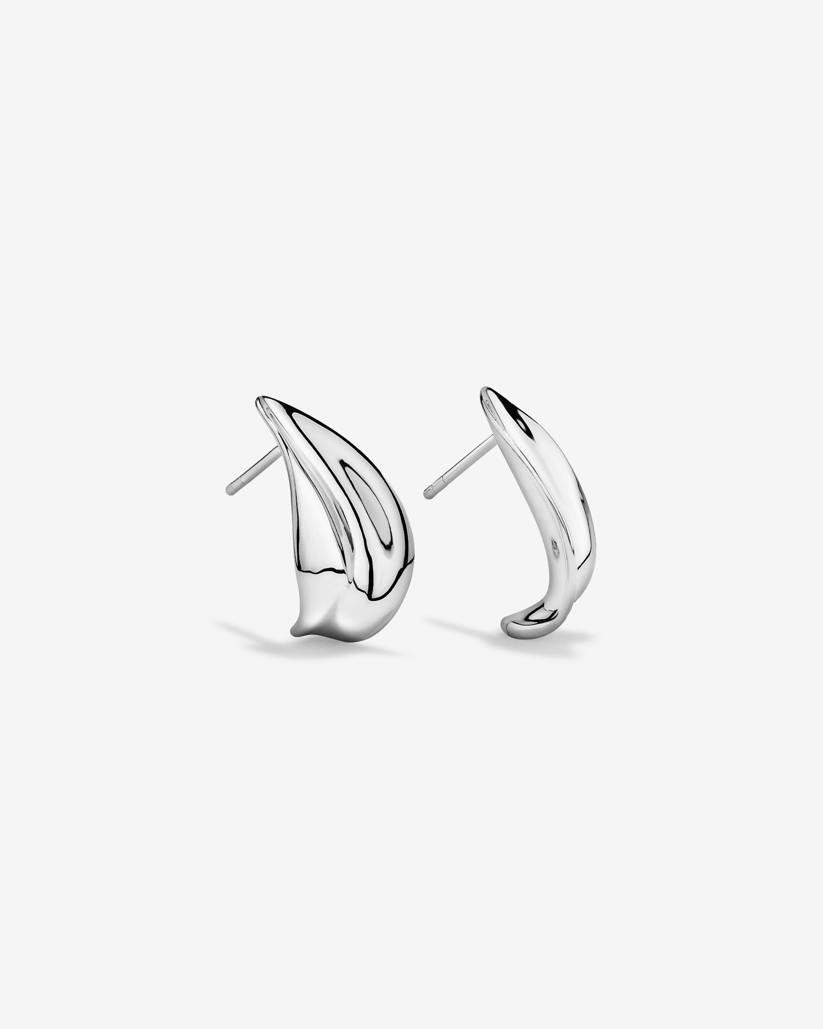 Organic Shape Stud Earrings in Sterling Silver