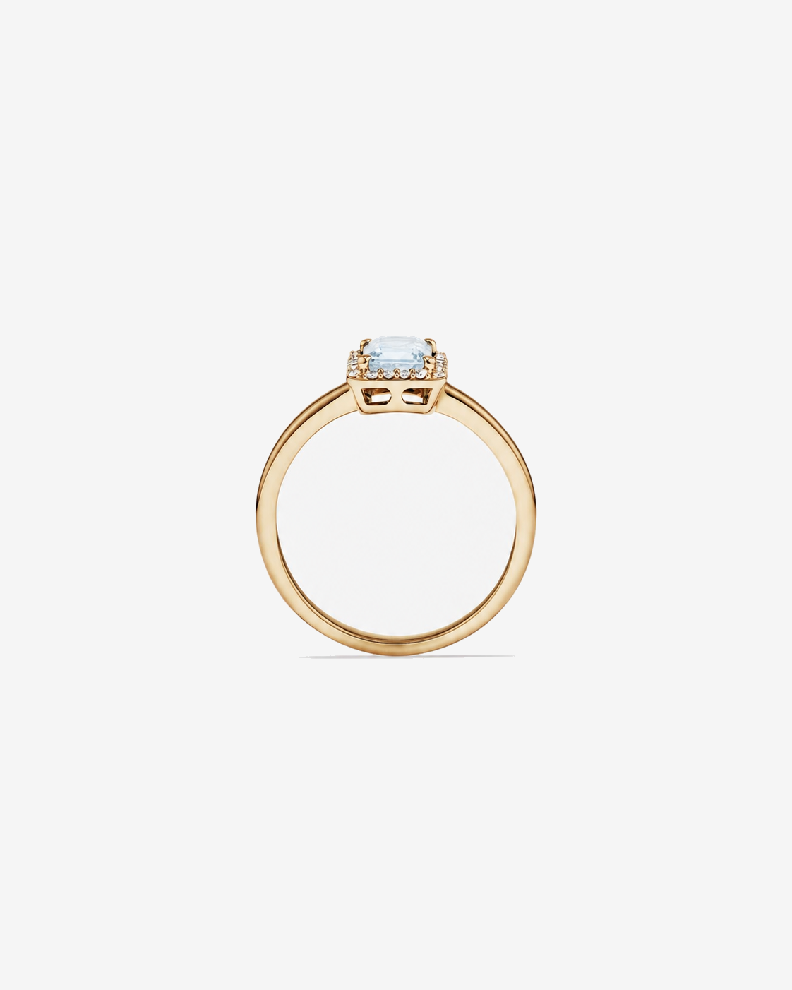 Emerald Cut Aquamarine and Diamond Halo Ring 10kt Yellow Gold