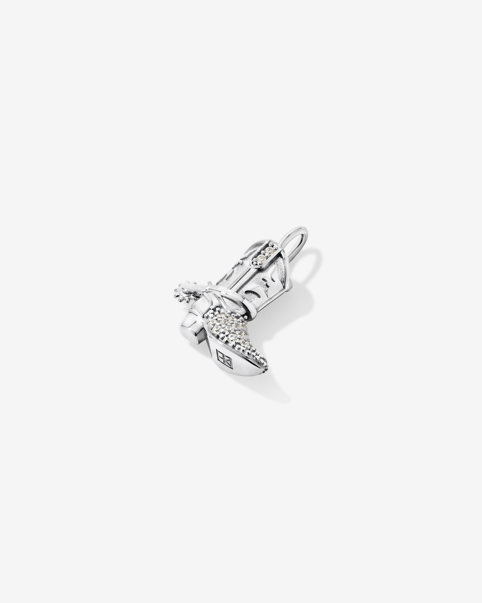 Cowboy Boot Pendant in Sterling Silver with Cubic Zirconia