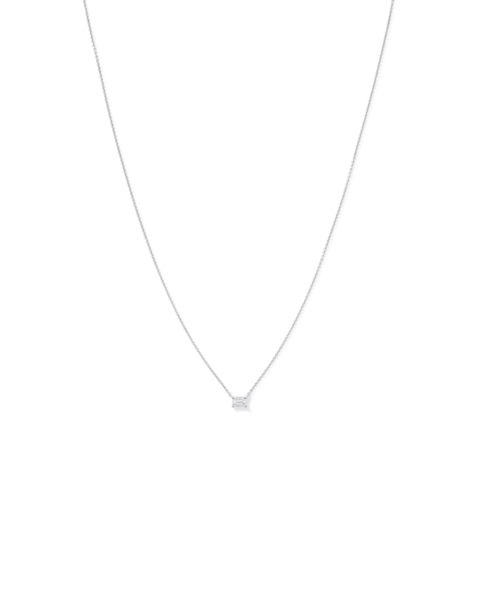 0.50TW Lab Diamond Solitaire Emerald Cut Necklace in Silver