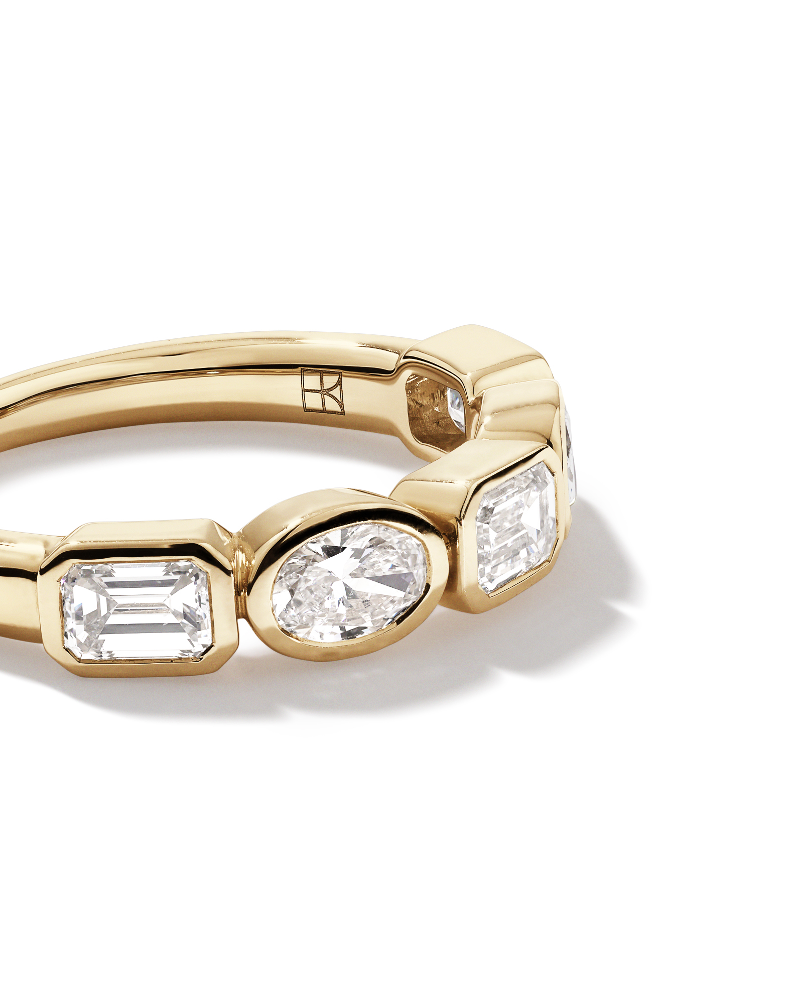1.50 Carat TW Bezel Set Emerald and Oval Cut Lab-Grown Diamond Wedding Band 14kt Yellow Gold