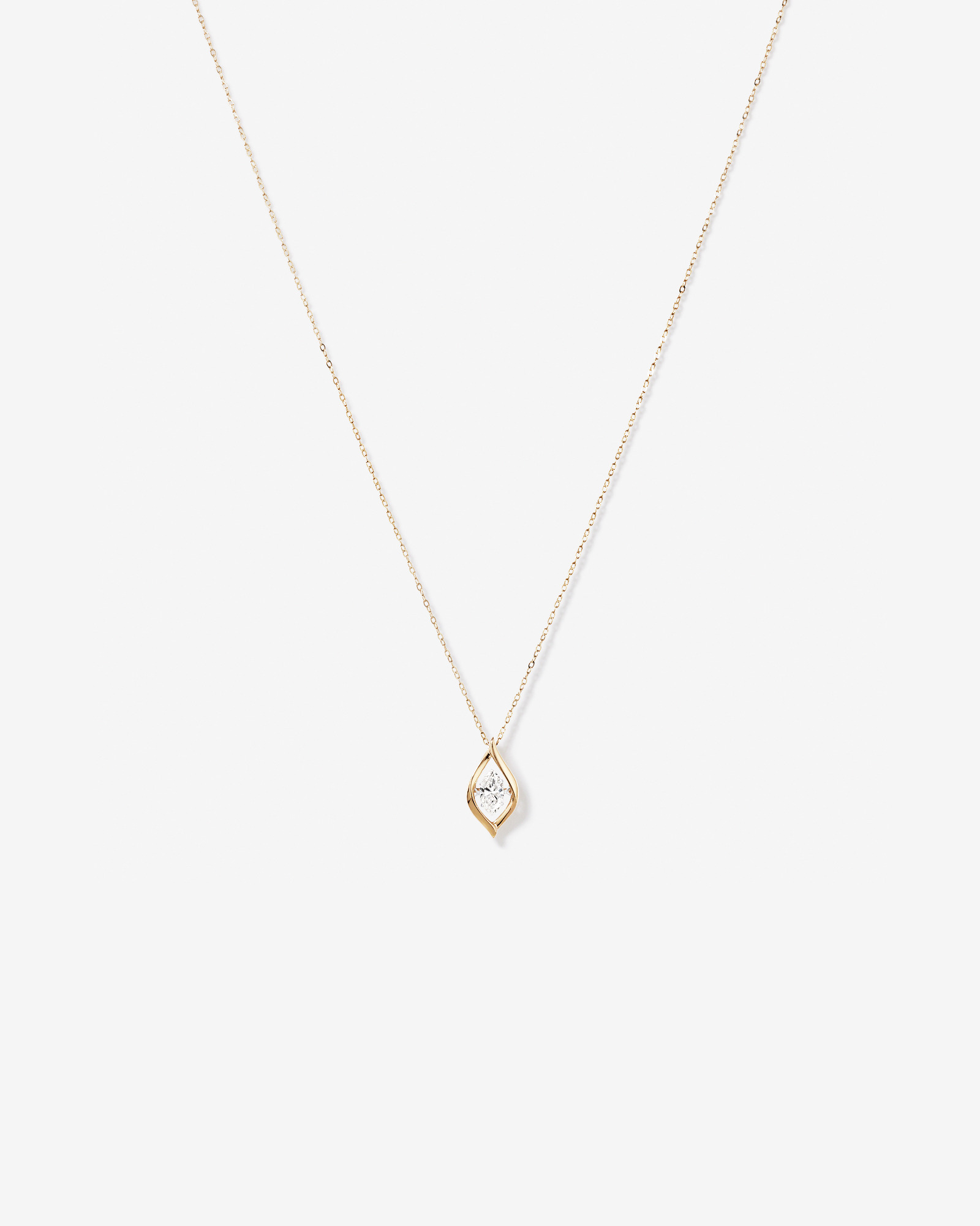 Lume Lab Marquise Pendant with 0.50 Carat TW of Laboratory-Grown Diamond in 10kt Yellow Gold