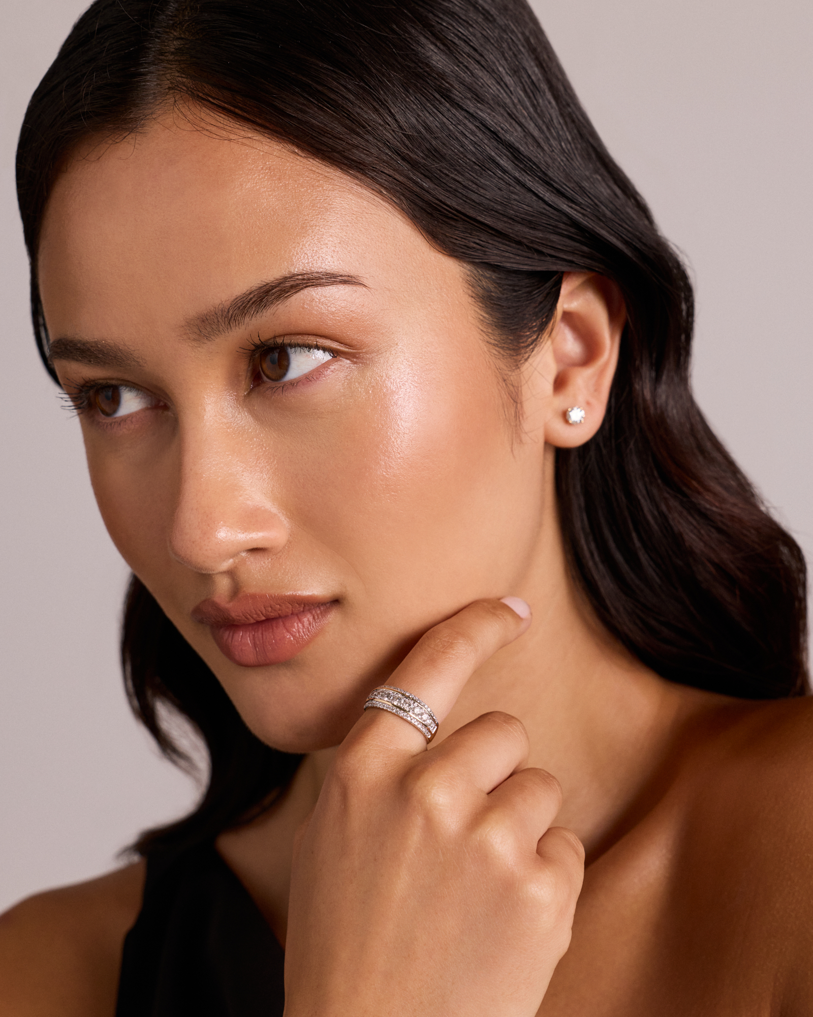 Three Row Ring with 1.00 Carat TW of Diamonds in 10kt Yellow Gold