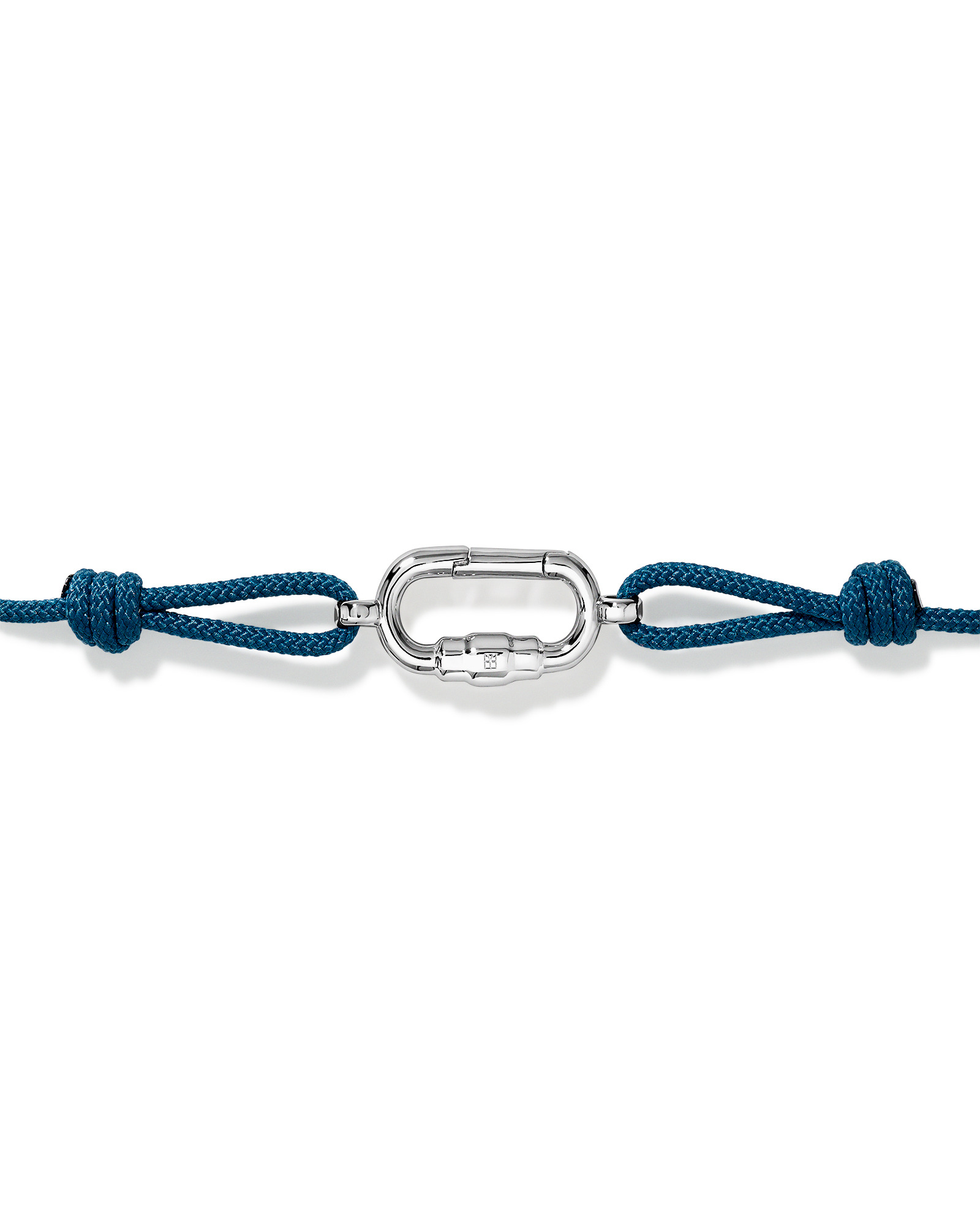 Blue Double Knotted Cord Bracelet in Sterling Silver