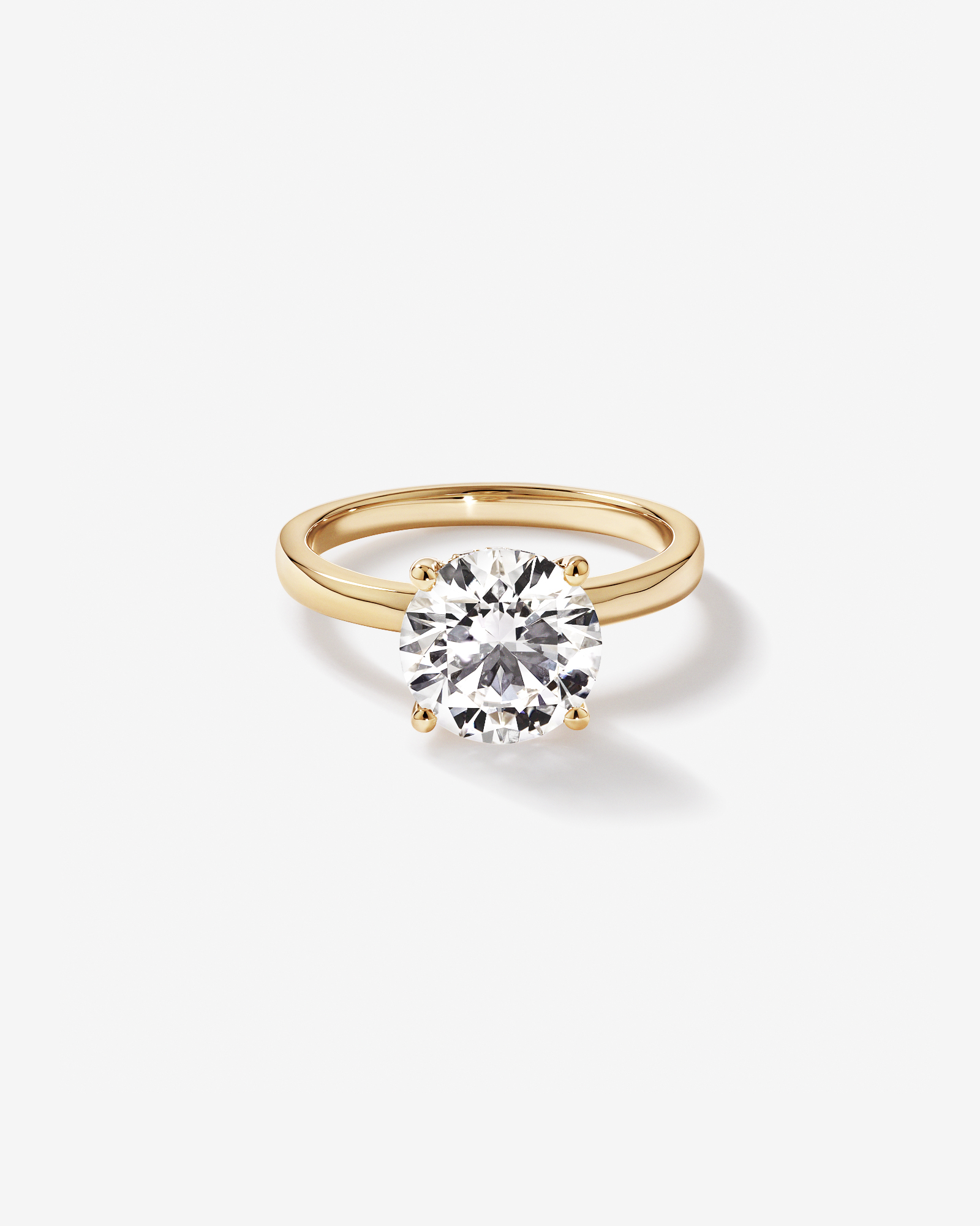 Bague solitaire en or jaune 18 carats avec diamant rond brillant de 3,10 cultivé laboratoire