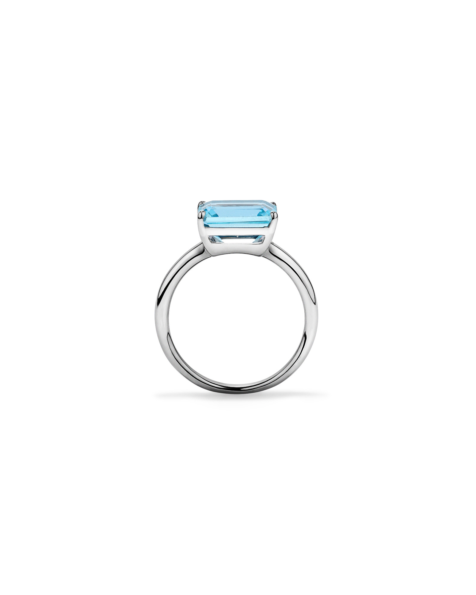 Emerald Cut Sky Blue Topaz East-to-West Set Ring Sterling Silver