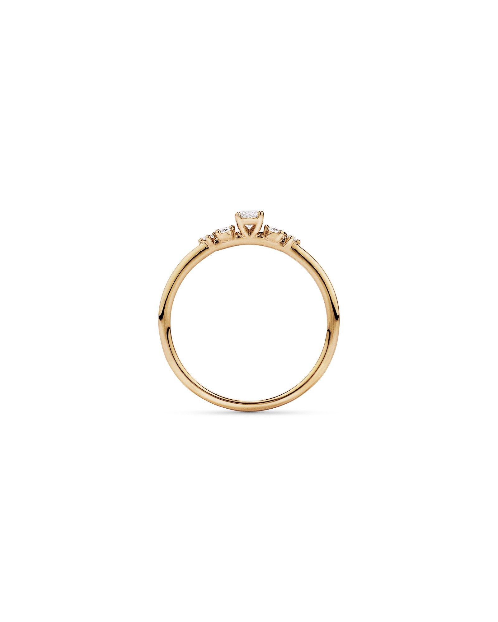 Bague de promesse en or jaune 10 carats avec diamants laboratoire taille ovale et brillant rond (poids total 0,20 carat)