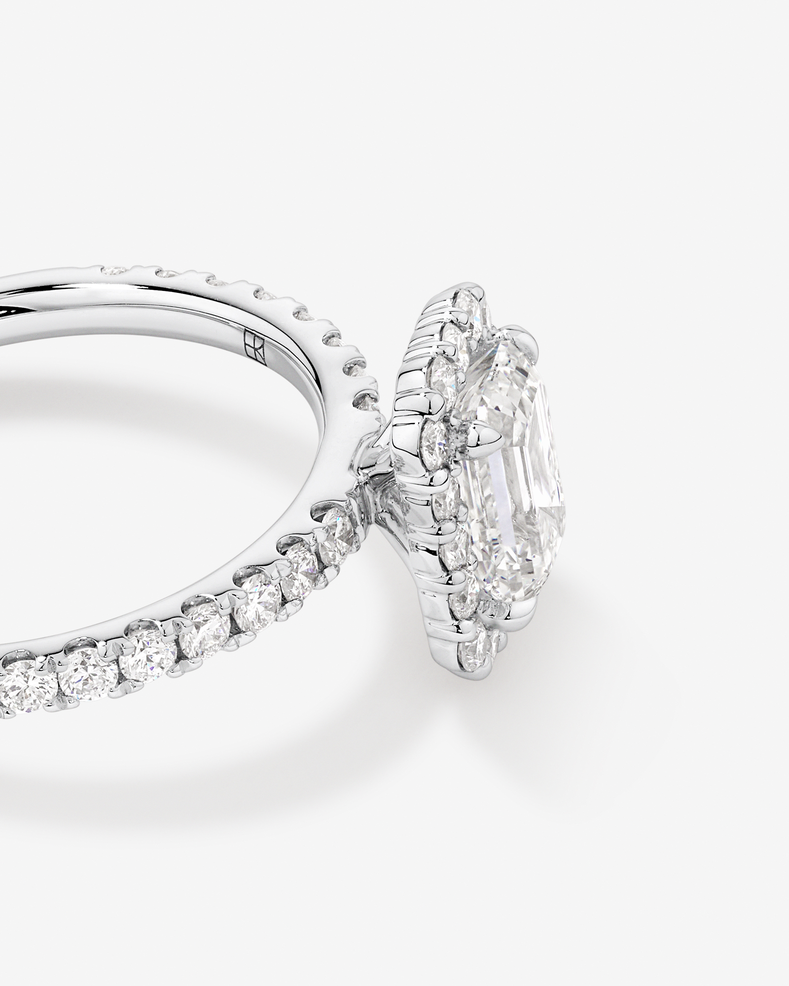 1.78 Carat TW Emerald Cut Laboratory-Grown Diamond Halo Engagement Ring 14kt White Gold