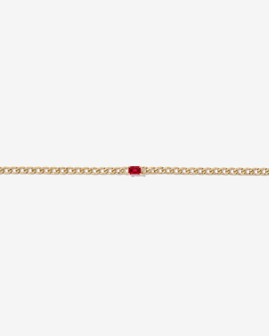 Created Ruby Curb Link Bracelet in 10kt Yellow Gold