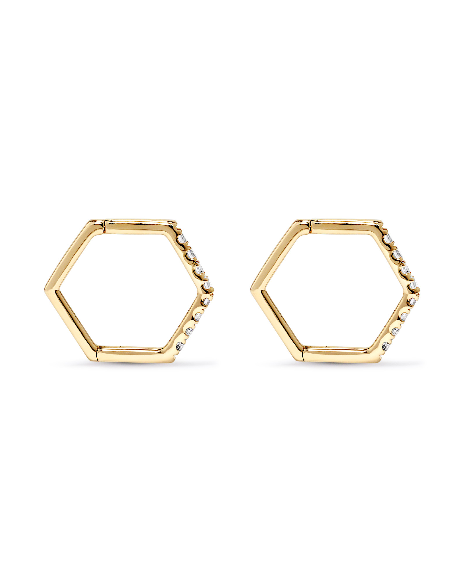 Diamond Angled Hoop Earrings in 10kt Gold