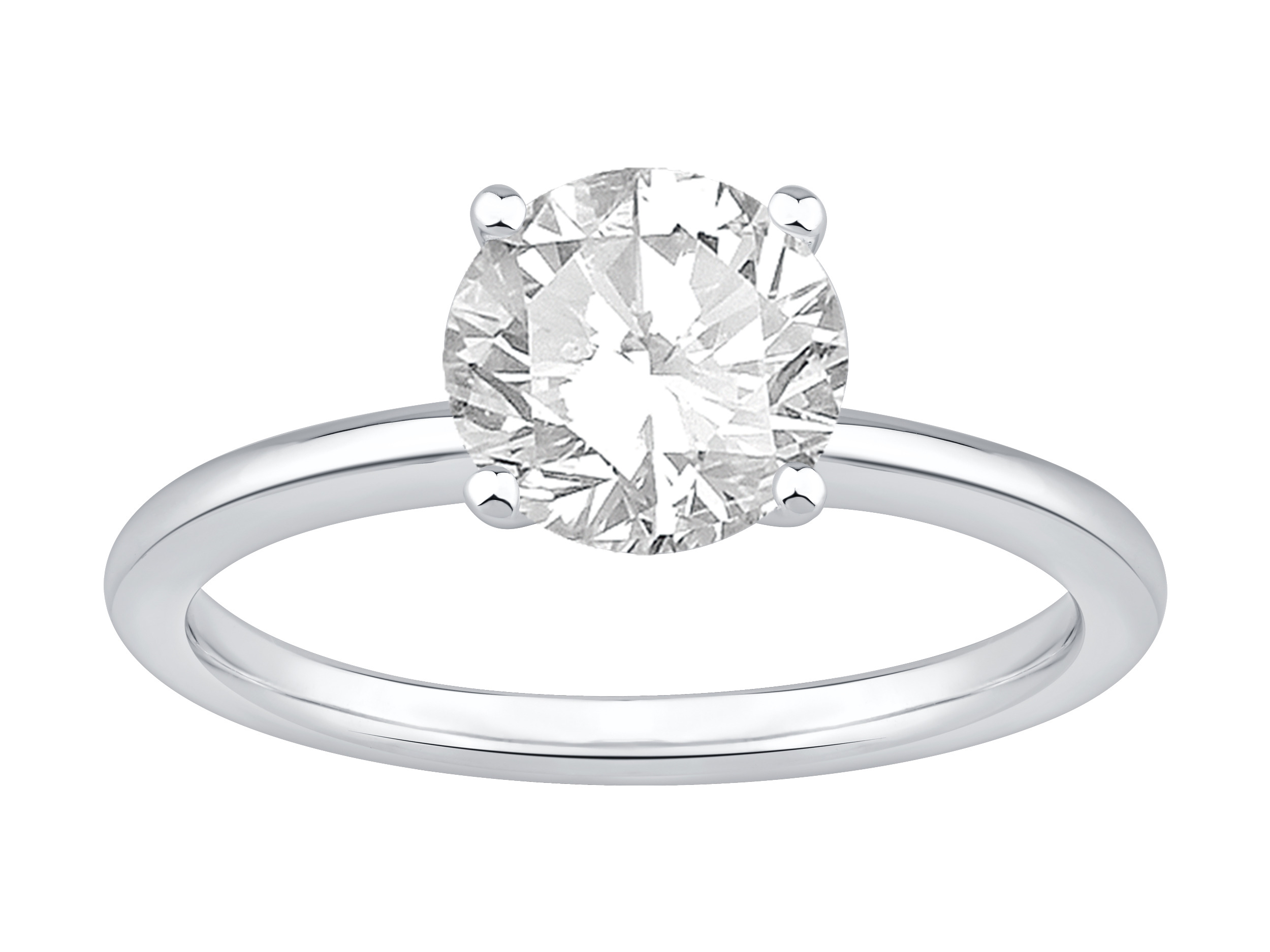 Bague De Fiançailles Solitaire En Diamant Laboratoire Rond Brillant 1,50 Carat Poids Total Or Blanc 14 Carats