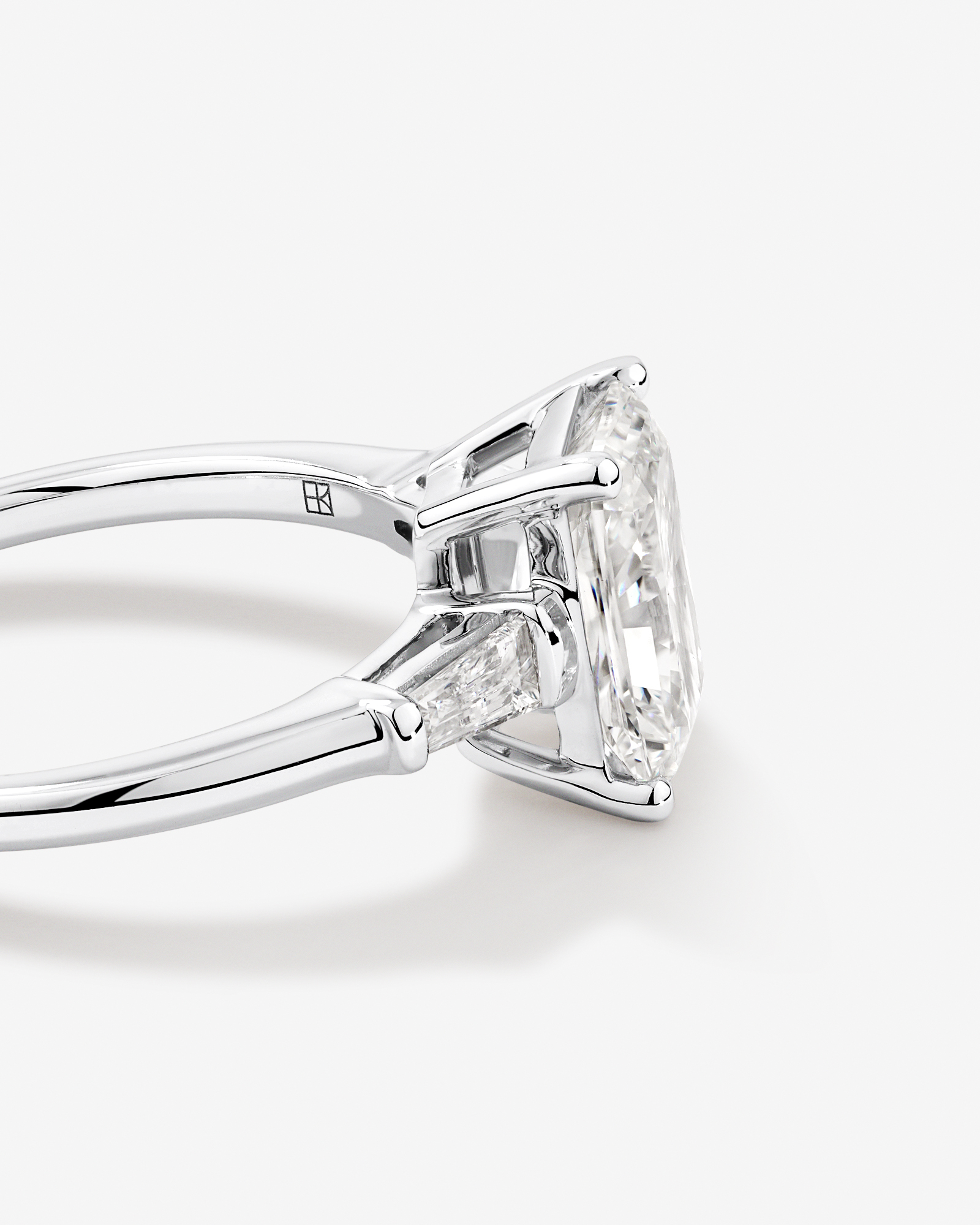 2.25 Carat TW Three Stone Radiant and Baguette Laboratory-Grown Diamond Engagement Ring 14kt White Gold