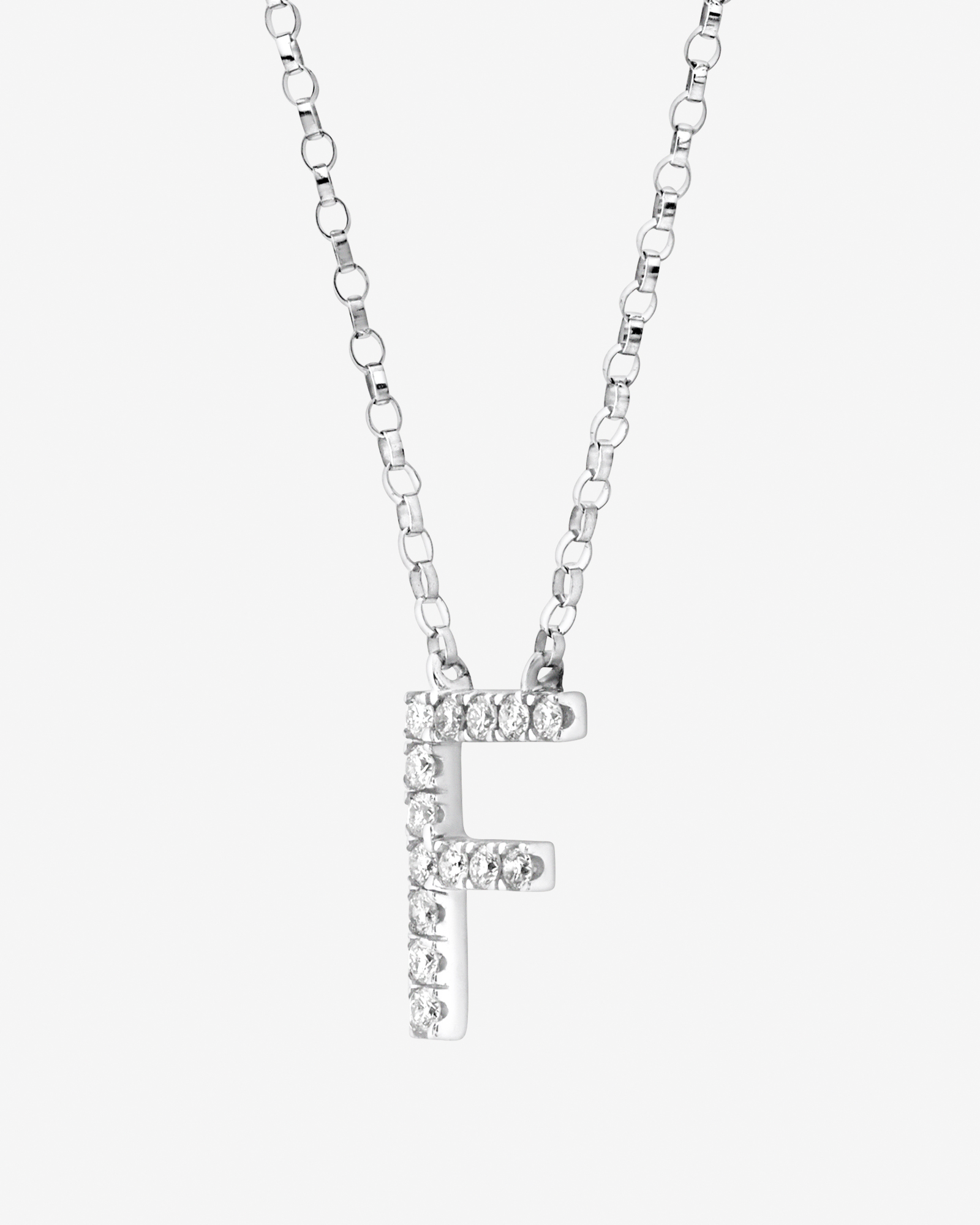 Collier à initiale F en or blanc 10 K avec diamants totalisant 0,10 ct