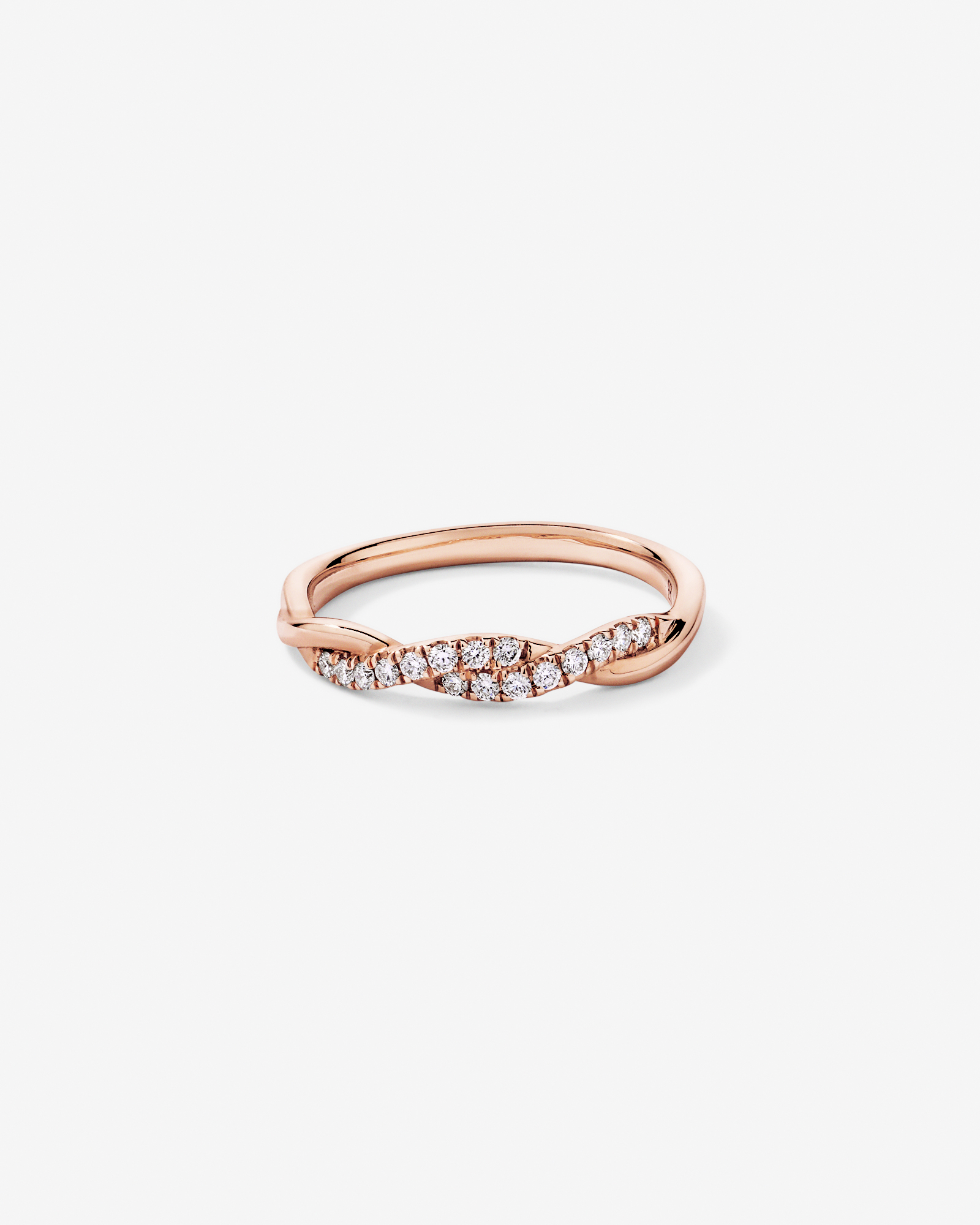 0.16TW Round Brilliant Laboratory-Grown Diamond Twist Wedding Ring 14kt Rose Gold