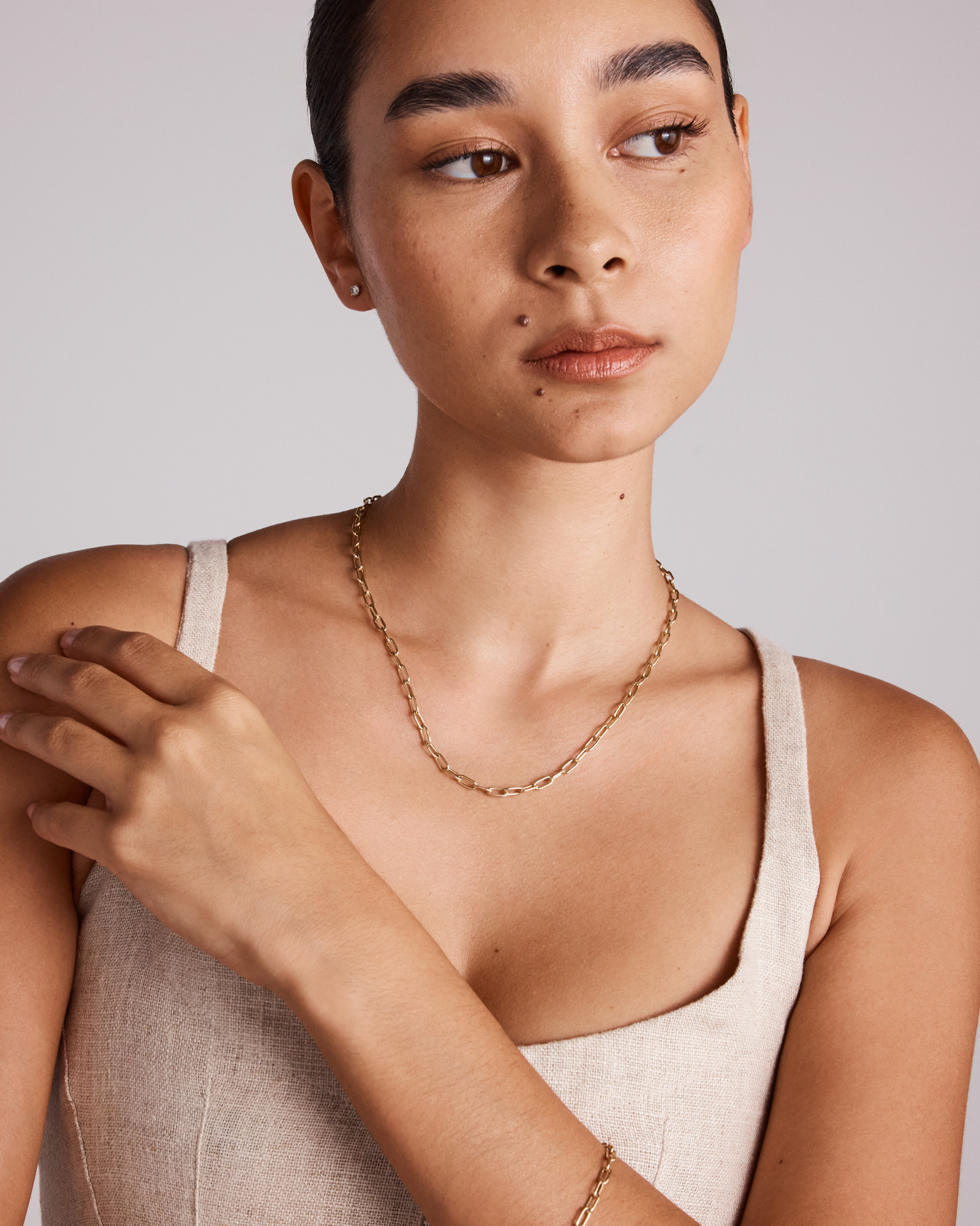 45cm (18”) 3.5mm Hollow Paperclip Chain in 10kt Yellow Gold