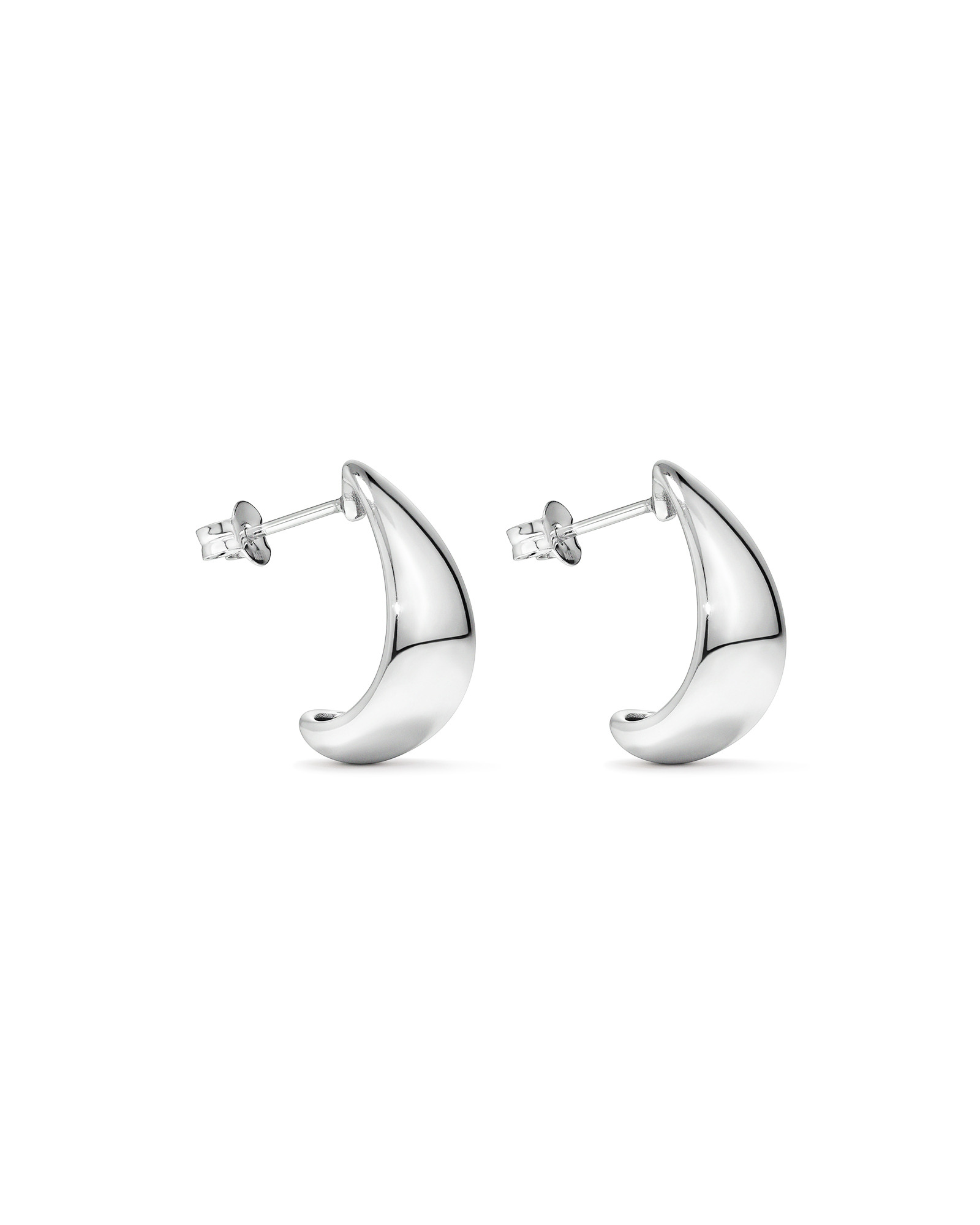 Boucles d’oreilles clous demi-créoles bombées polies en argent sterling
