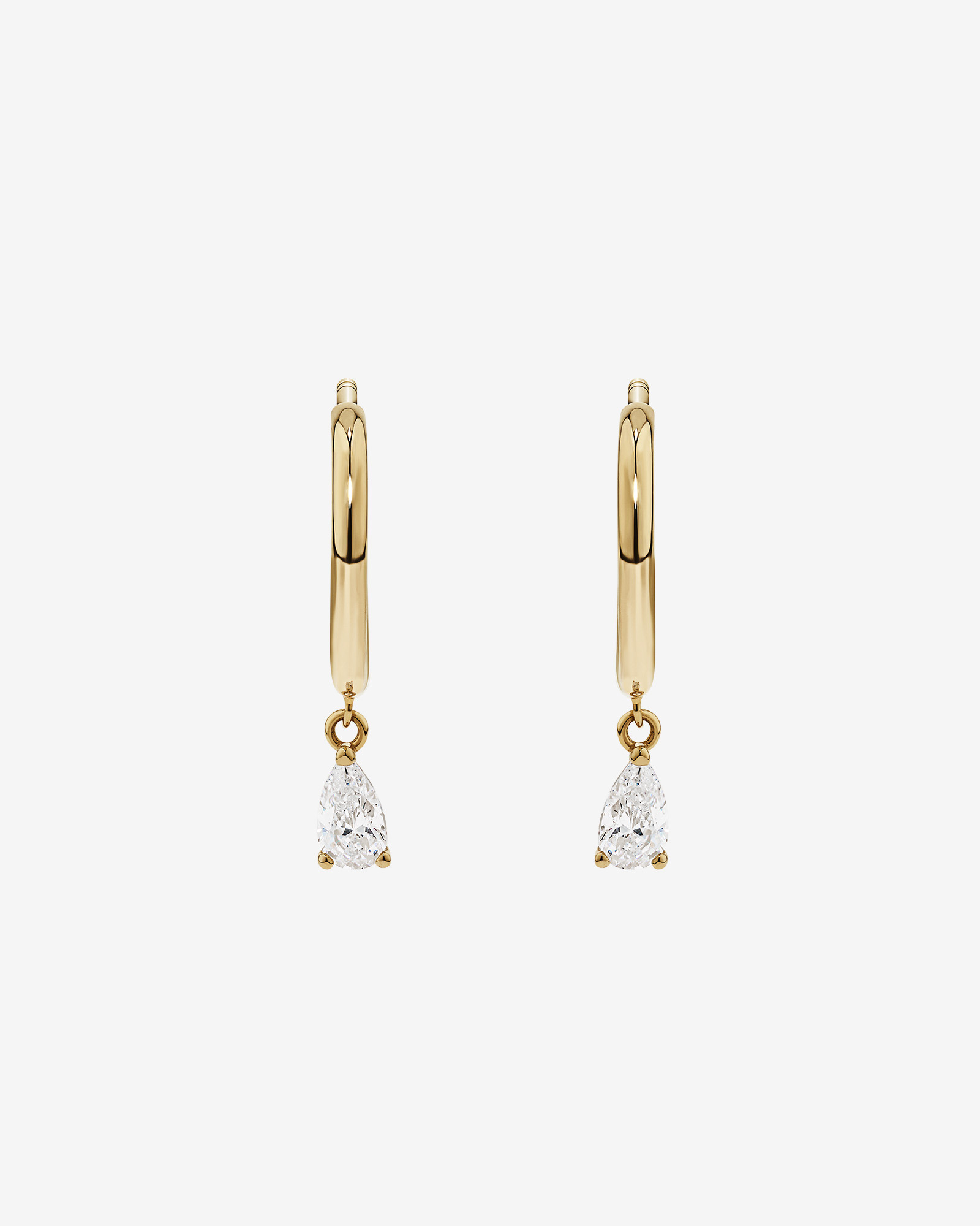 Pear Cubic Zirconia Charm Hoop Stud Earrings in 10kt Yellow Gold